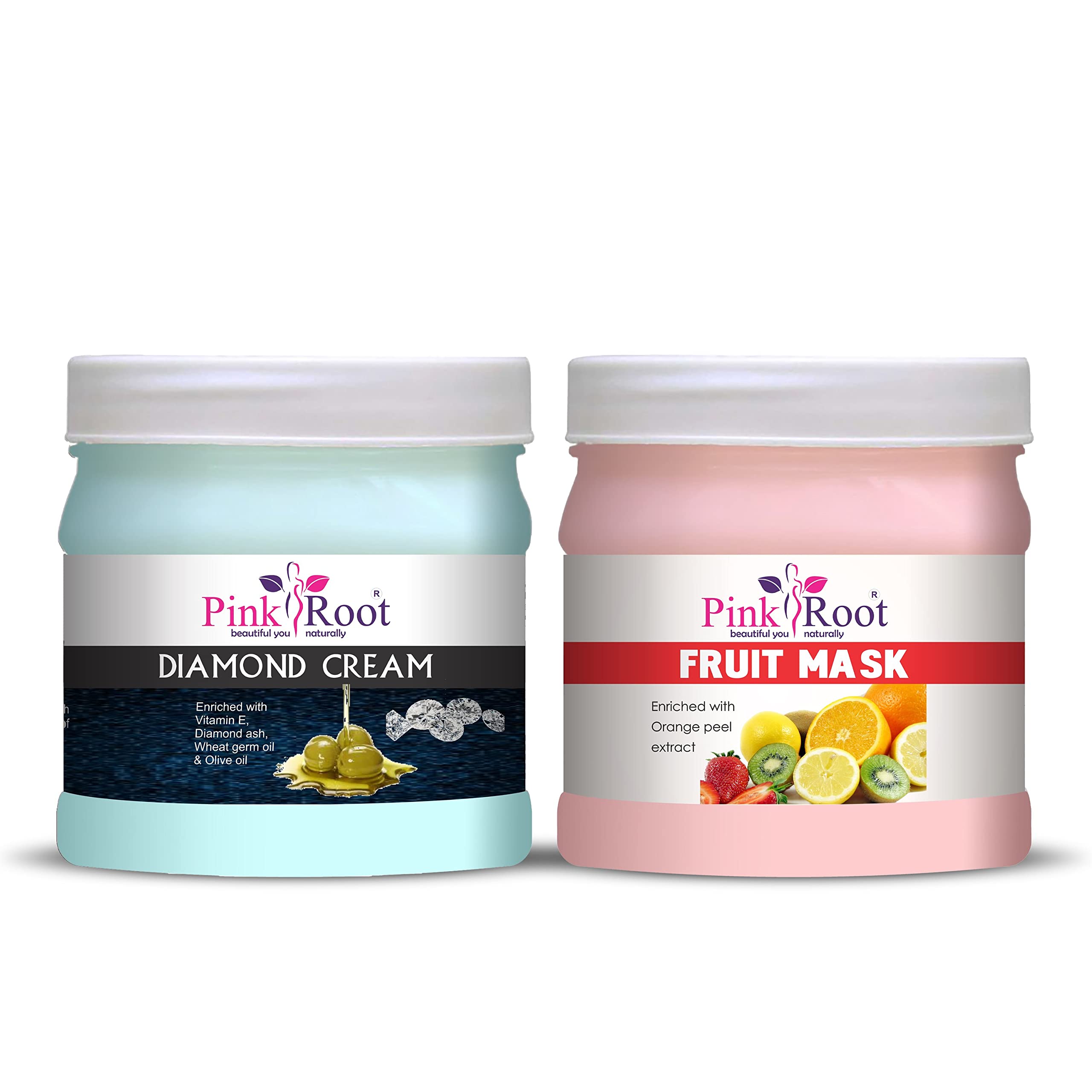 Pink Root Diamond Cream 500g with Fruit Mask 500g - Hydrating Skincare Set for Dry Skin, Anti-Aging & Brightening - Perfect for Daily Face Care & Spa Night Routine