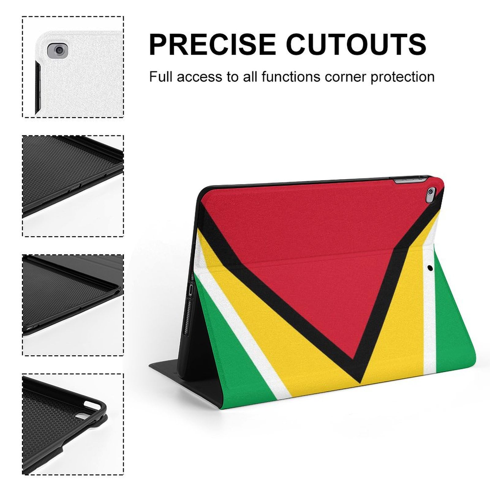 Guyana Flag iPad Case Slim Shockproof Waterproof Protective Cover with Stand - Compatible with iPad 2017/2018/Air 1/Air 2 (9.7 Inch) - Perfect for Travel, Work & School