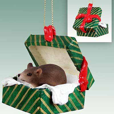 Conversation Concepts Mouse Gift Box Christmas Ornament - Festive Green Holiday Decoration for Tree, Home & Office Decor