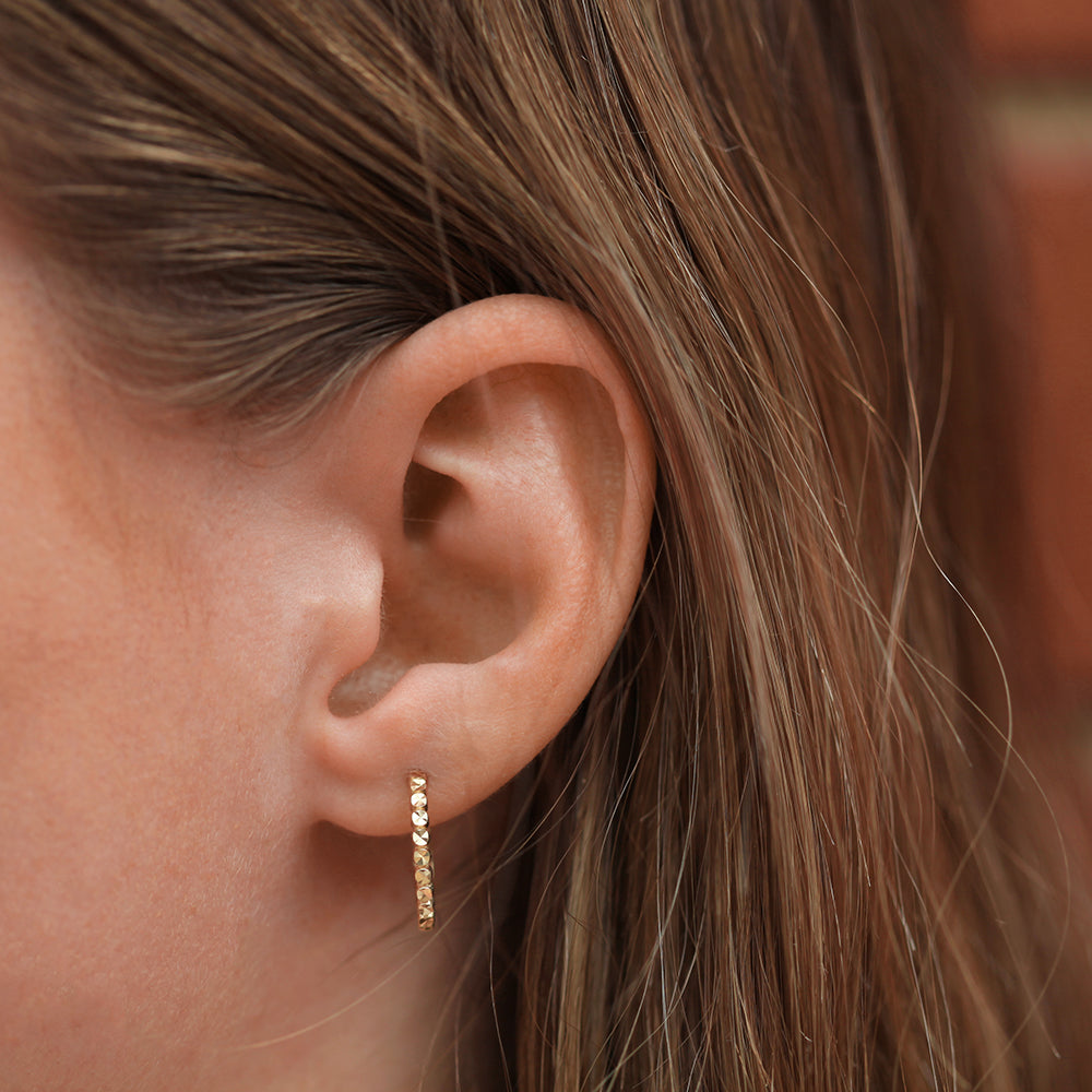 9CT Gold Hoop Patterned Earrings for Women - Elegant Dangle Earrings for Party, Wedding & Everyday Wear - Trendy Fashion Jewelry Gift