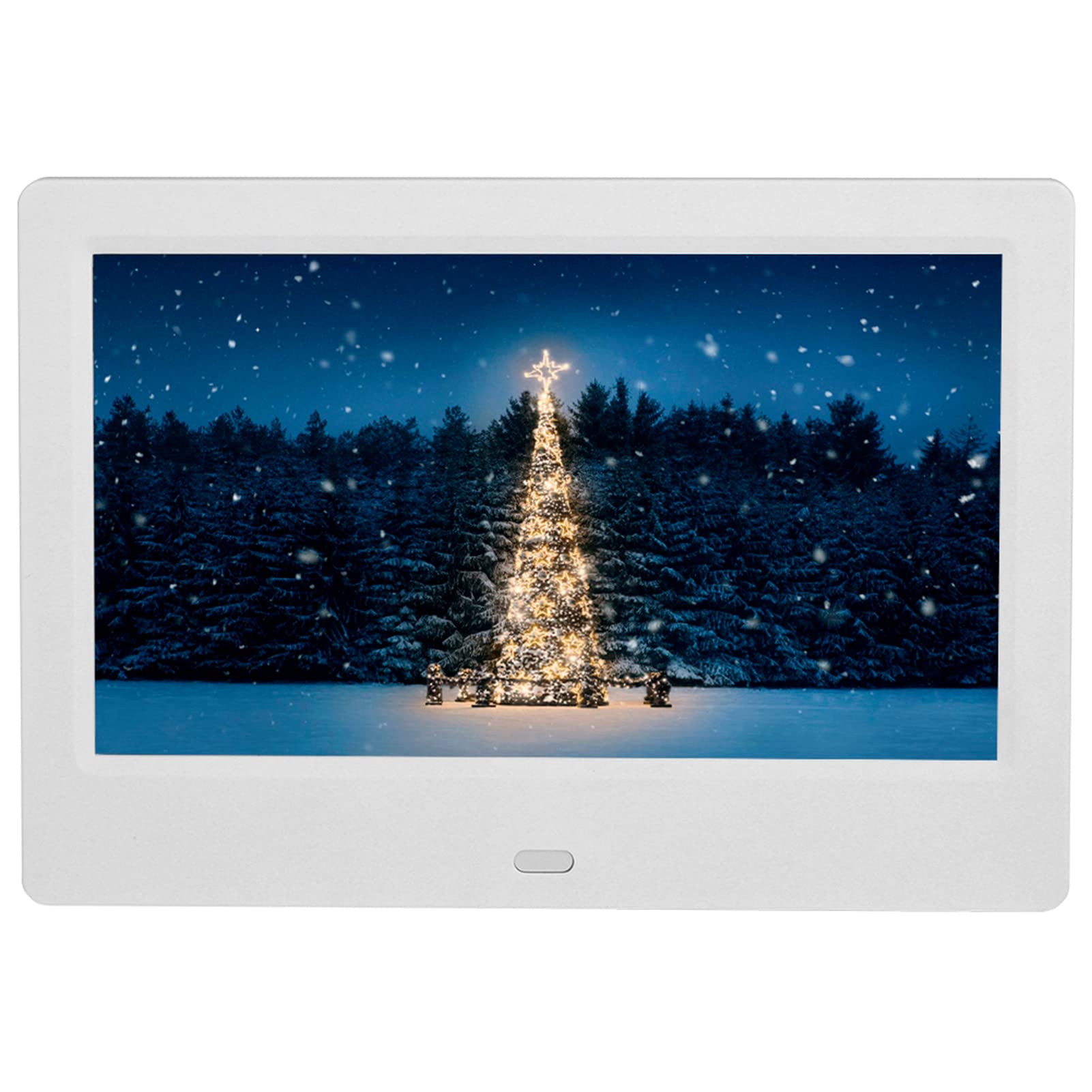 7 Inch HD Digital Photo Frame with Wireless Remote - 16:9 Wide Screen Electronic Picture Display for Memory Card, USB, Laptop & Desktop - Perfect for Home, Office & Gift (White)