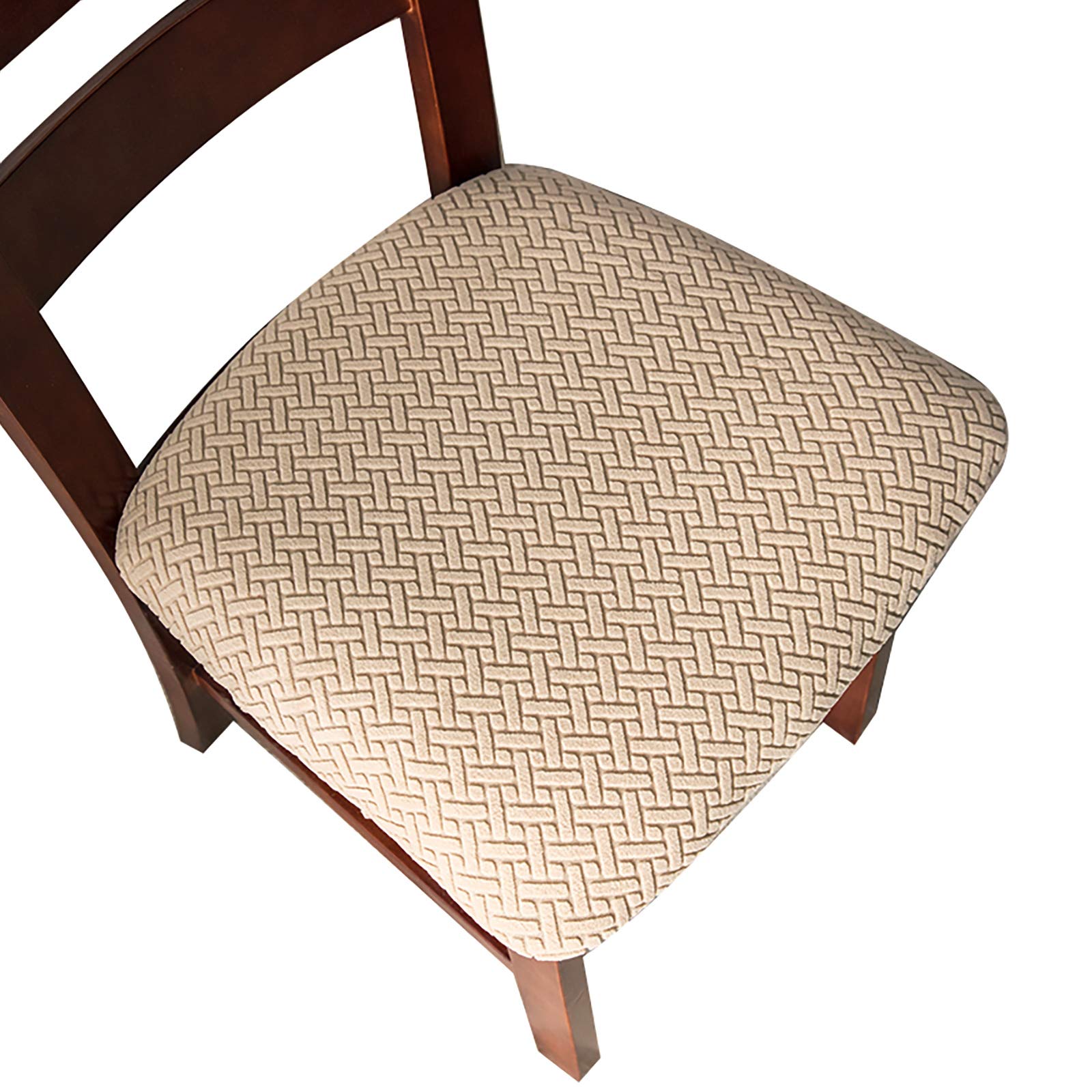 Genina Chair Seat Covers 6-Pack - Khaki Dining & Kitchen Chair Slipcovers for Home Decor