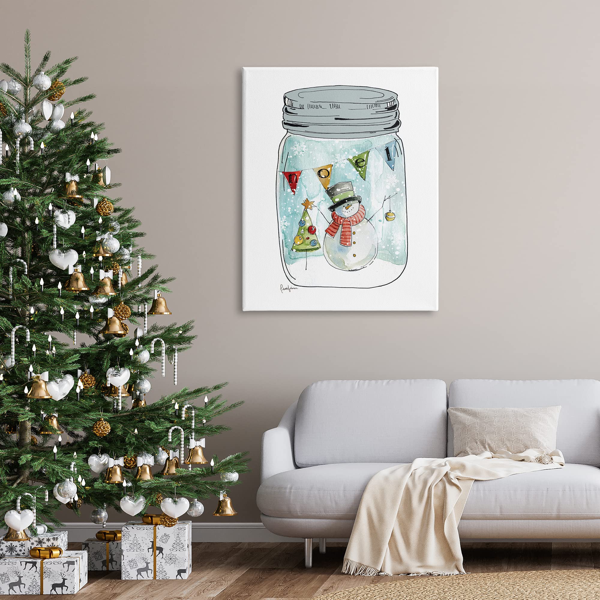 Stupell Industries Noel Phrase Snowman Christmas Tree in Country Jar Canvas Wall Art - 36