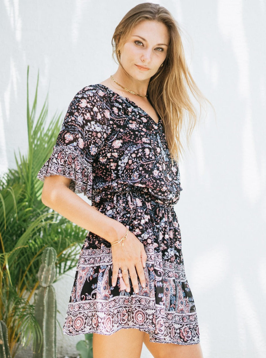 Floral Mini Dress for Women - Elegant Night Bloom Print Summer Party Cocktail Dress | Perfect for Evening Events, Date Nights & Special Occasions