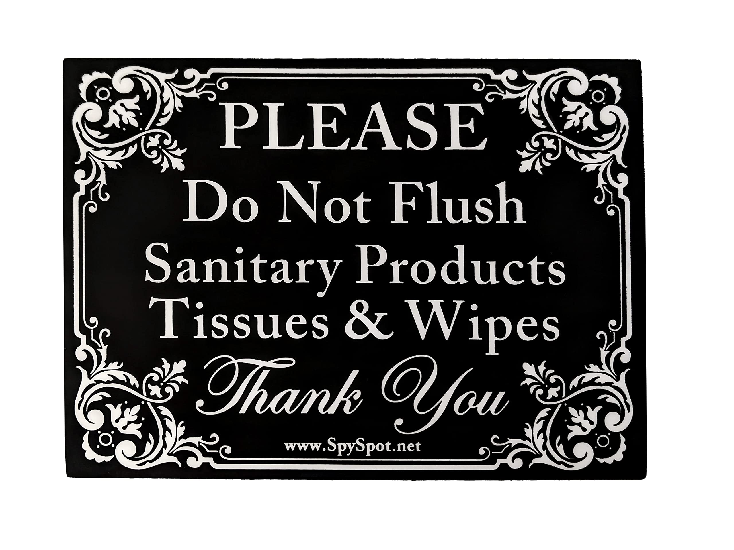 Spy Spot | 'Please Do Not Flush' Sanitary Products, Tissues & Wipes Vinyl Decal Sticker - Pack of 2 (4