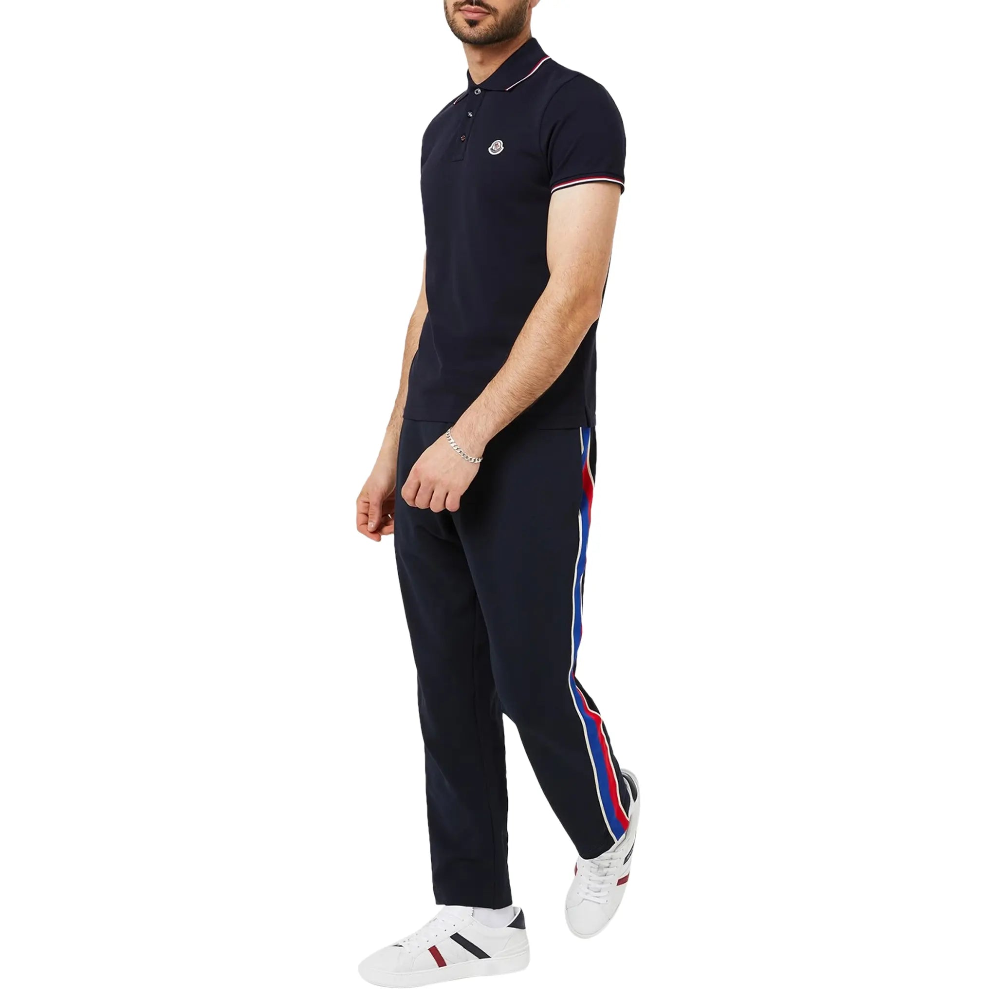 Moncler Men's Indigo Blue Polo Shirt - Premium Cotton Short Sleeve Casual Shirt for Golf, Business & Summer Wear