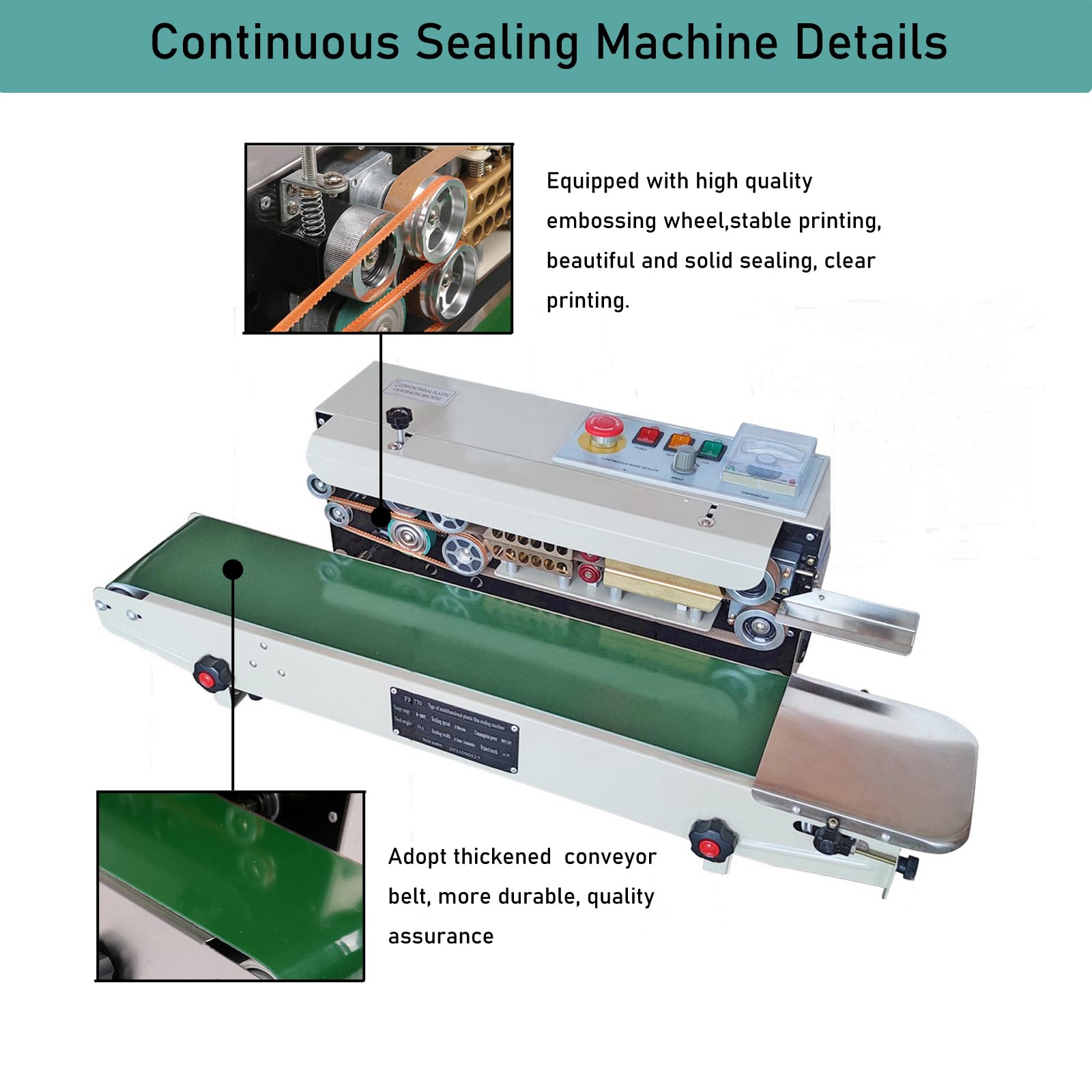INTSUPERMAI FR-770 Vertical Continuous Sealer - Automatic Band Sealing Machine for PVC, Aluminum Foil & Plastic Food Packaging | Ideal for Restaurants, Catering & Food Production Businesses