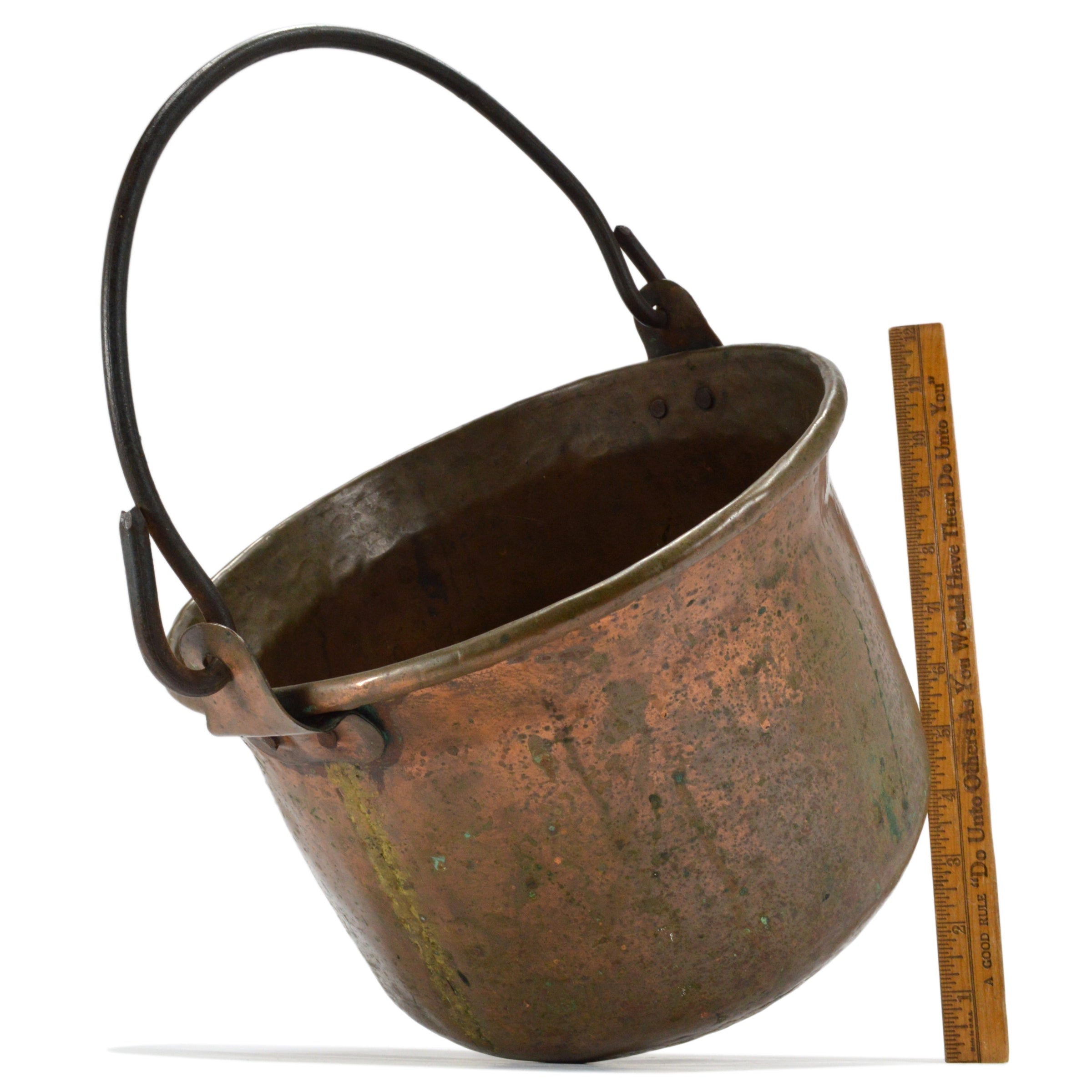 Antique Dovetailed Copper Pot with Iron Handle - 8 Liter (2 Gallon) Vintage Kettle for Tea, Coffee & Home Decor - Perfect for Rustic Kitchens & Farmhouse Style