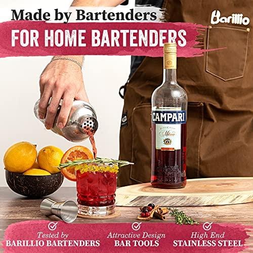 BARILLIO Cocktail Shaker Set - 18-Piece Stainless Steel Bartender Kit with Mixing Tools | Professional Barware Essentials for Home & Commercial Use | Perfect for Cocktail Parties, Bars & Mixology Enthusiasts