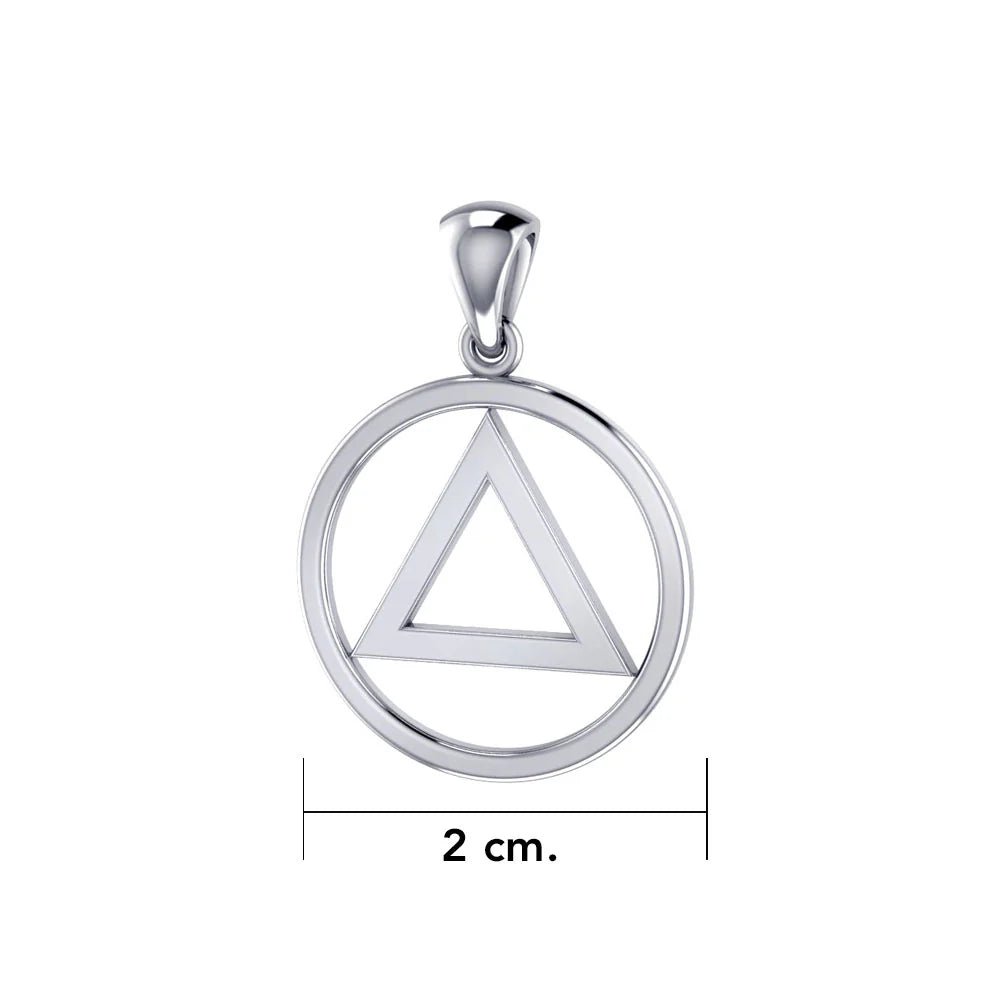 Serenity Circle A.A. Symbol Sterling Silver Pendant - Sobervation Collection | Alcoholics Anonymous Jewelry for Recovery & Sobriety Gifts | Perfect for 12-Step Meetings & Milestone Celebrations