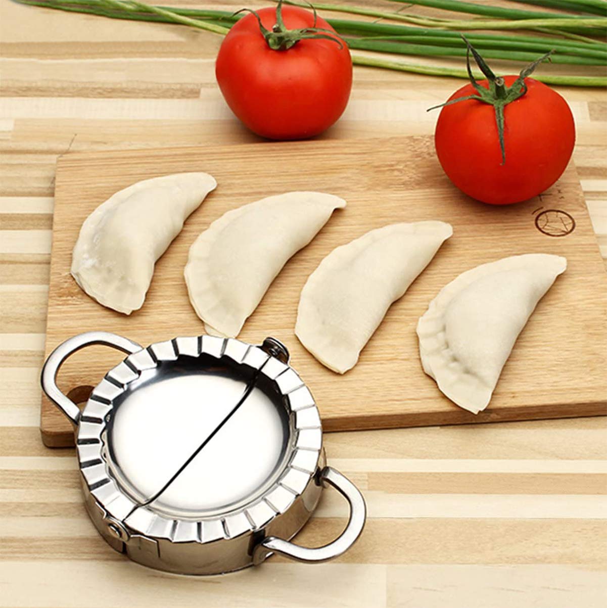 304 Stainless Steel Dumpling Maker & Empanada Press with Templates - Perfect for Pot Stickers, Ravioli, Pierogi - Includes Dumpling Skin Cutter & Press Pattern (2-Pack) - Ideal for Home Cooking, Asian Cuisine, and Party Snacks