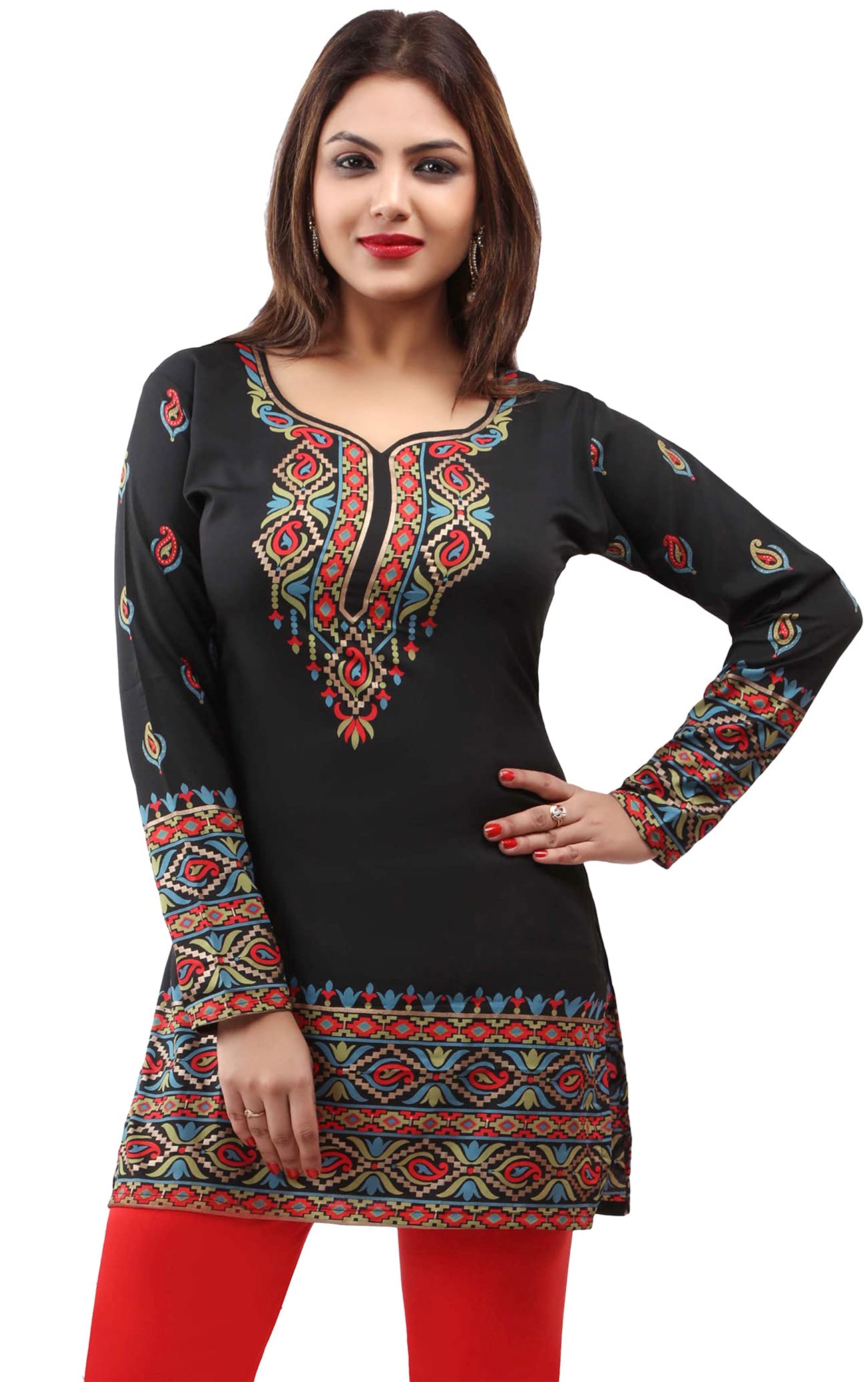 Maple Clothing Women's Short Kurti - Printed Indian Kurta Tunic Top | Ethnic Outfit for Casual Wear, Festivals & Parties