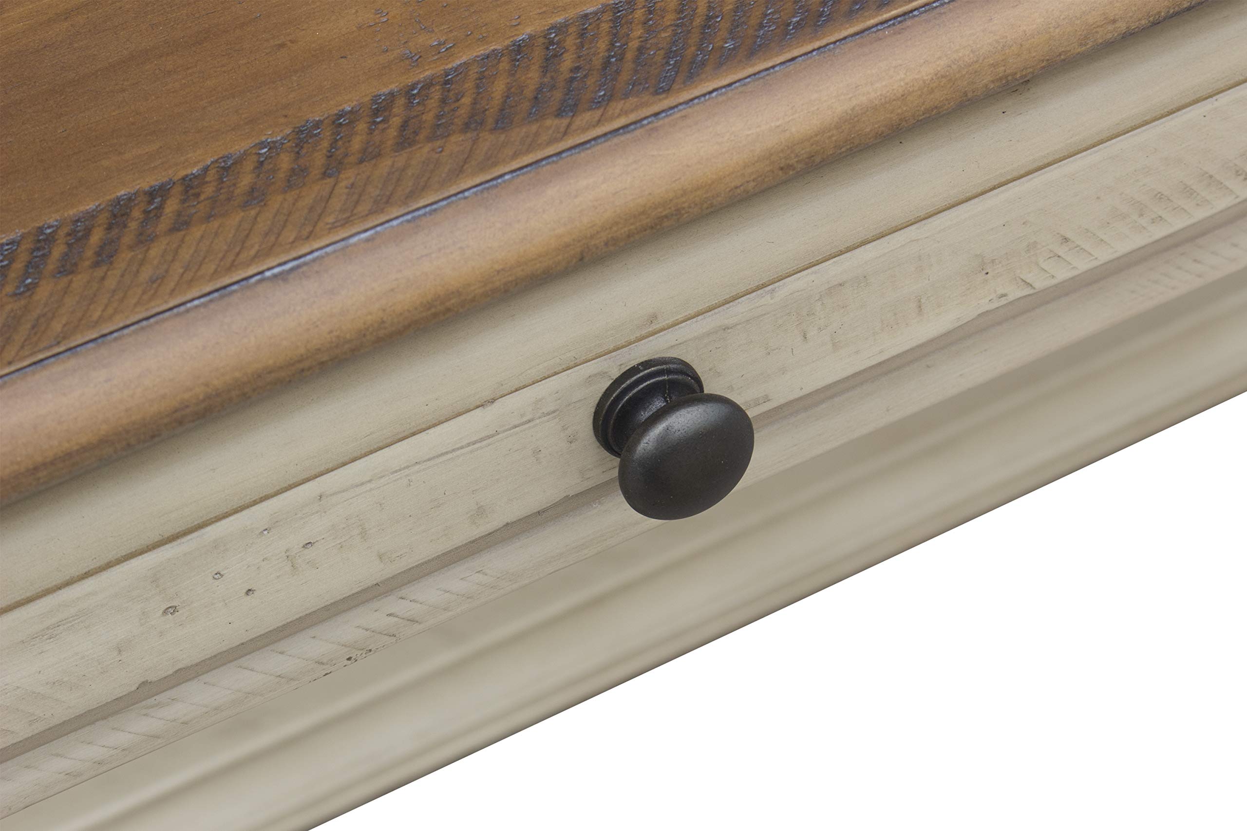Sunset Trading Shades of Sand Computer Desk in Antique White & Natural Walnut - Perfect for Home Office, Study Room & Workspace