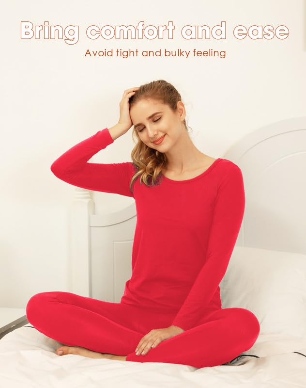 Subuteay Women's Thermal Underwear Set - Fleece Lined Long Johns Base Layer & Pajamas for Cold Weather | Winter Workout, Skiing, Camping & Outdoor Activities