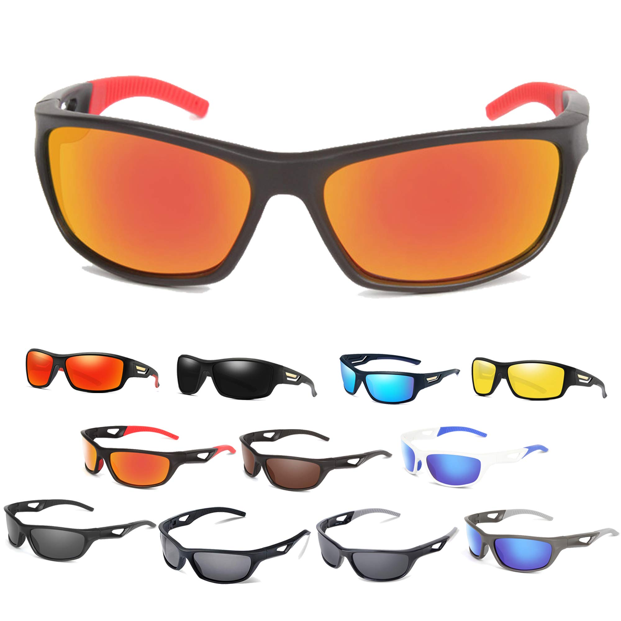 Polarized Sports Sunglasses for Men & Women - UV Protection, Shatter-Resistant Cycling Glasses for Running, Driving & Outdoor Activities