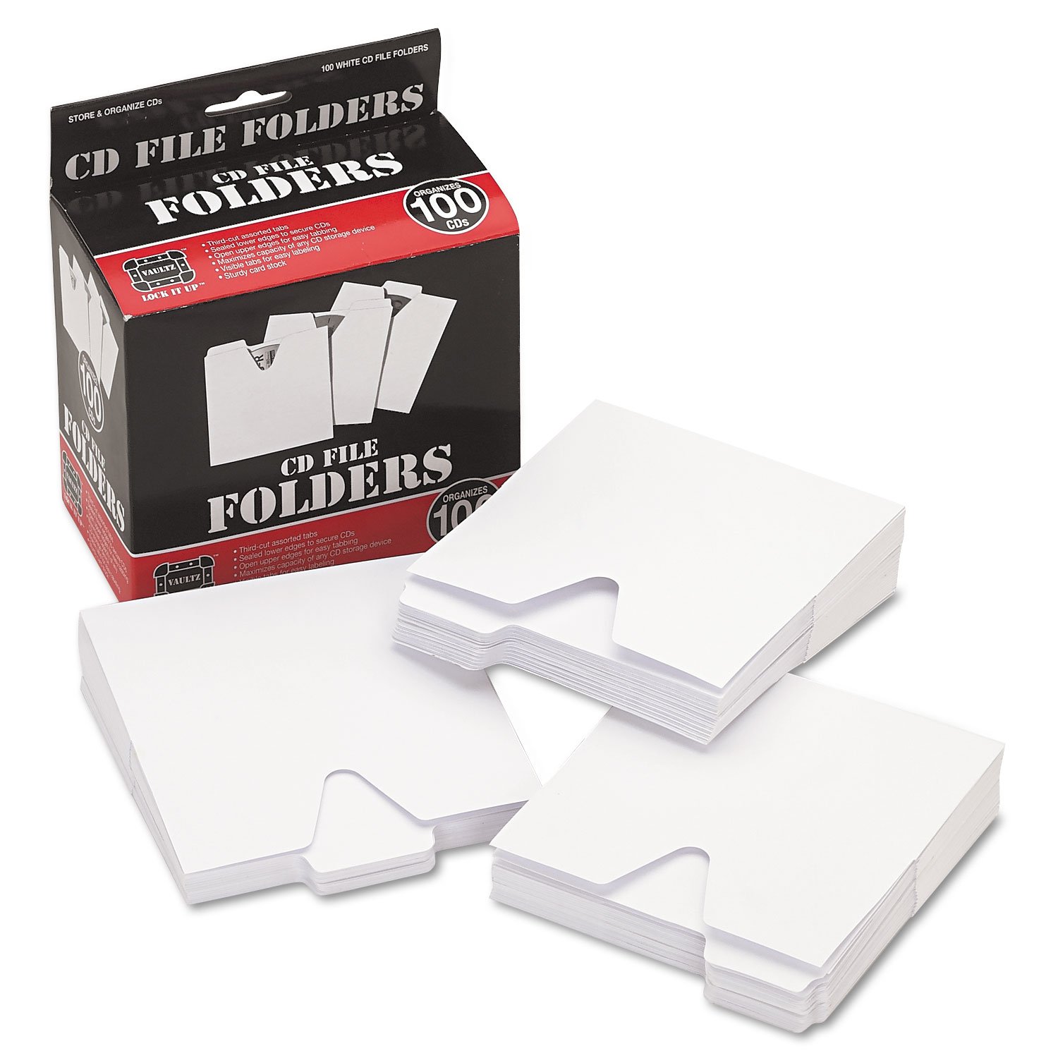 Vaultz VZ01096 CD File Folders - 100 Pack, Letter Size, Locking Storage for Documents, Photos & Media | Organize Office, Home & School Files Securely