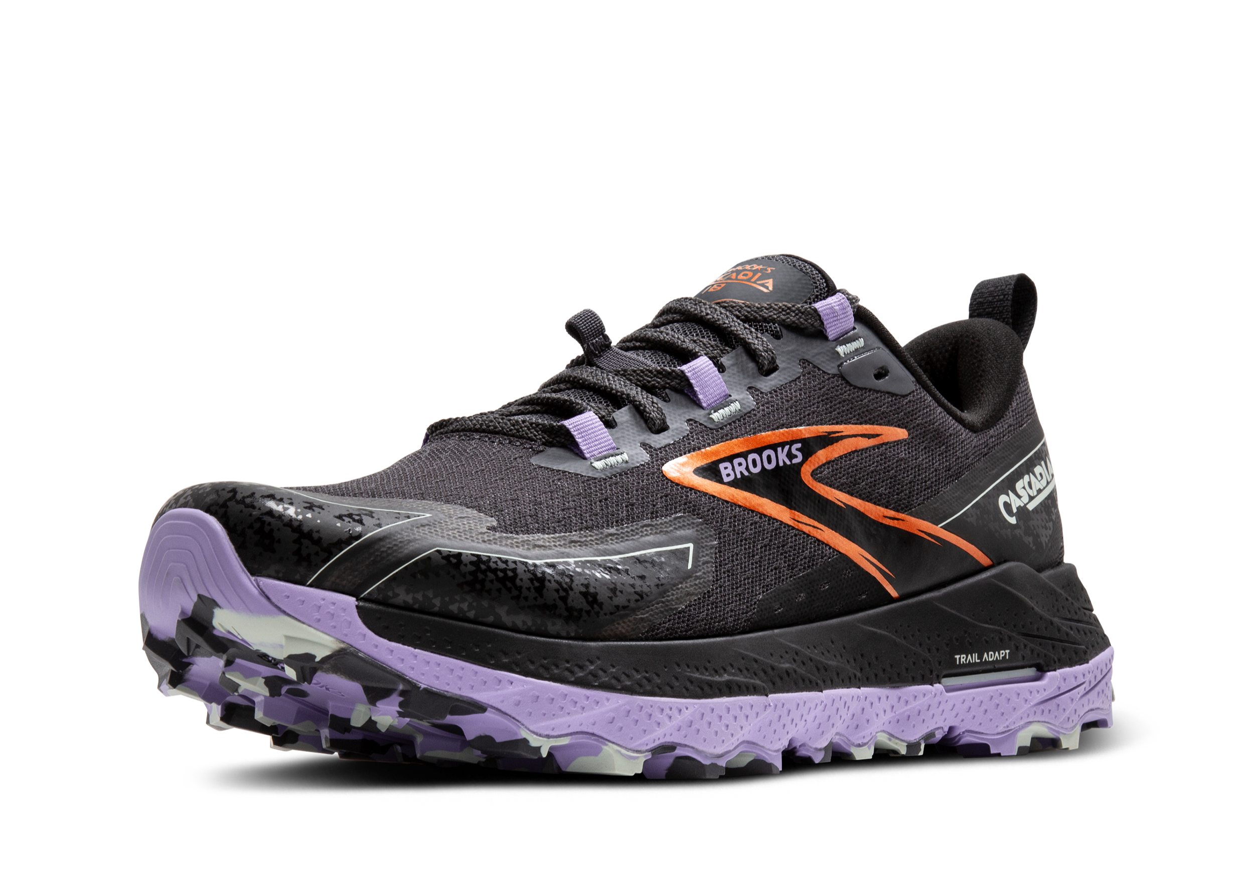 Brooks Cascadia 18 Women's Trail Running Shoes - D Width - Ebony/Sweet Lavender/Copper | Lightweight Cushioned for Hiking & Outdoor Adventures