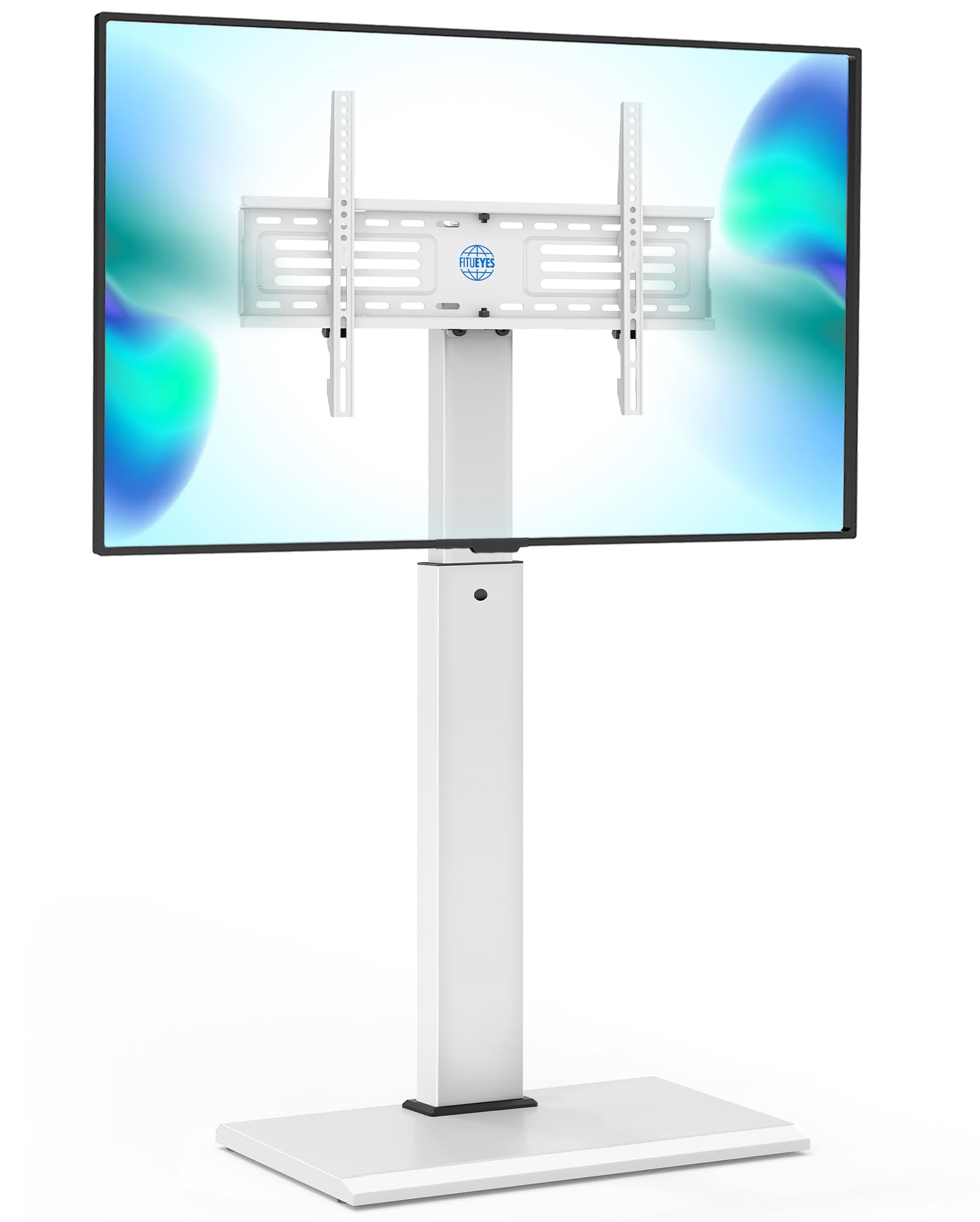 FITUEYES Universal TV Stand for 32-75 Inch TVs - Adjustable Height Swivel Floor Stand with Iron Base, Wire Management for LED LCD OLED Plasma Flat & Curved Screens - Space Saving Design for Living Room, Bedroom or Office (White)