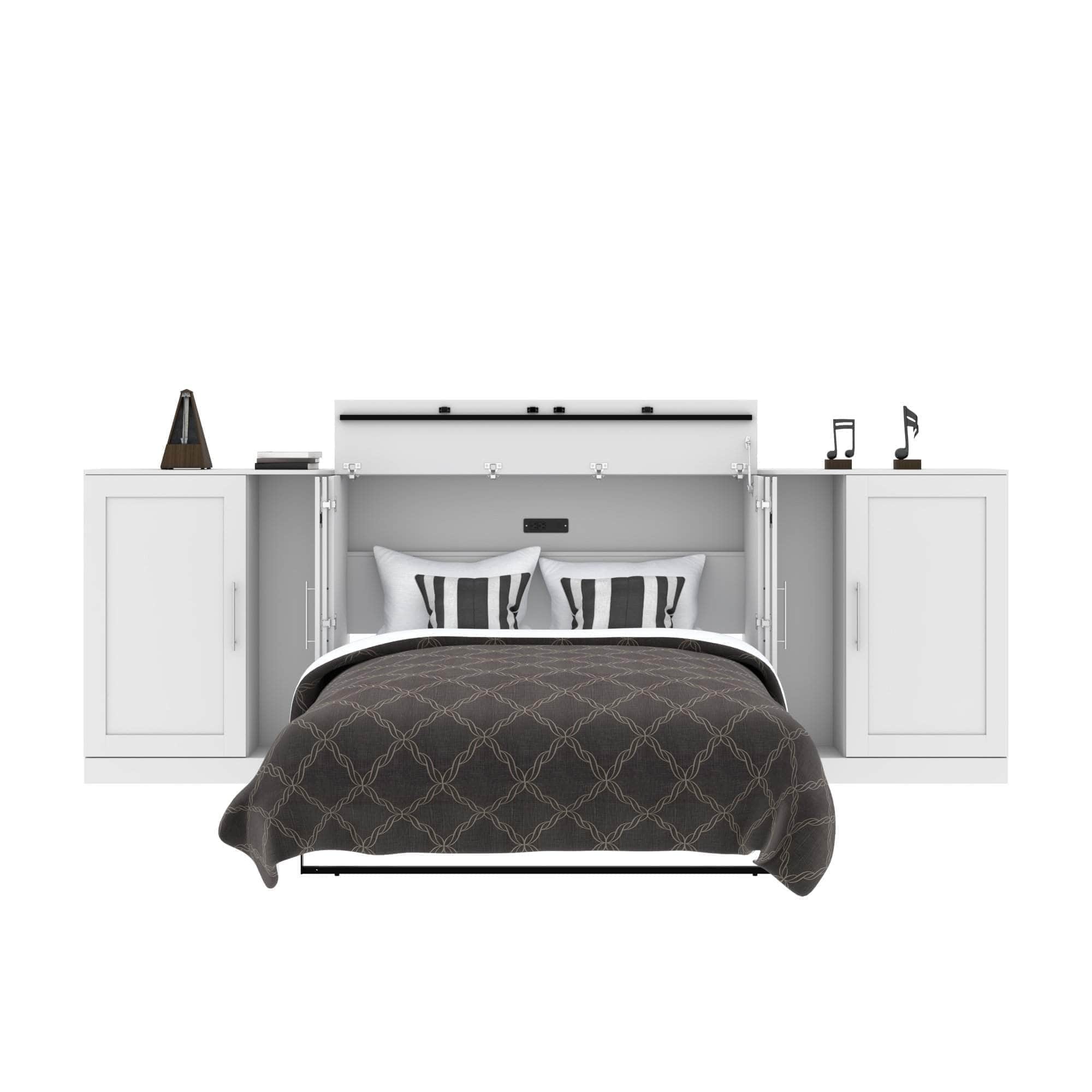 Pur Full Murphy Cabinet Bed with Mattress & 2x36