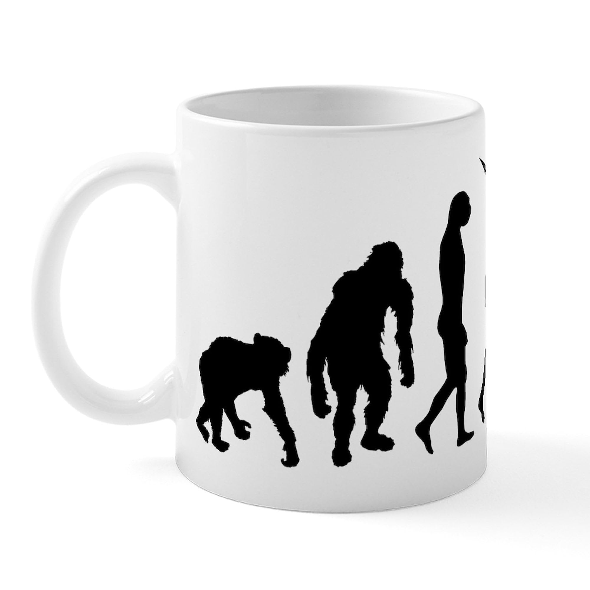 Bodybuilding Evolution 11 oz Ceramic Coffee Mug - 325ml Gym Workout Motivational Cup for Fitness Enthusiasts & Weightlifters - Perfect for Pre-Workout Coffee or Post-Training Protein Shakes