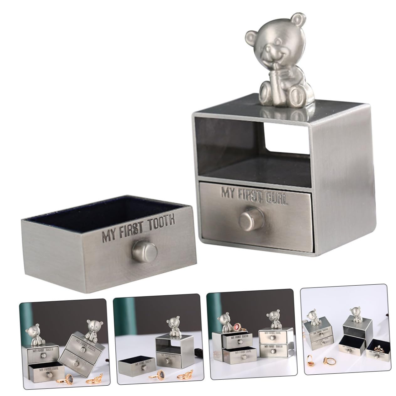 Elegant Metal Trinket Box for Tooth Storage & Jewelry Keepsake - Perfect for Newborn Baby Memories, Wedding Gifts & Home Decor