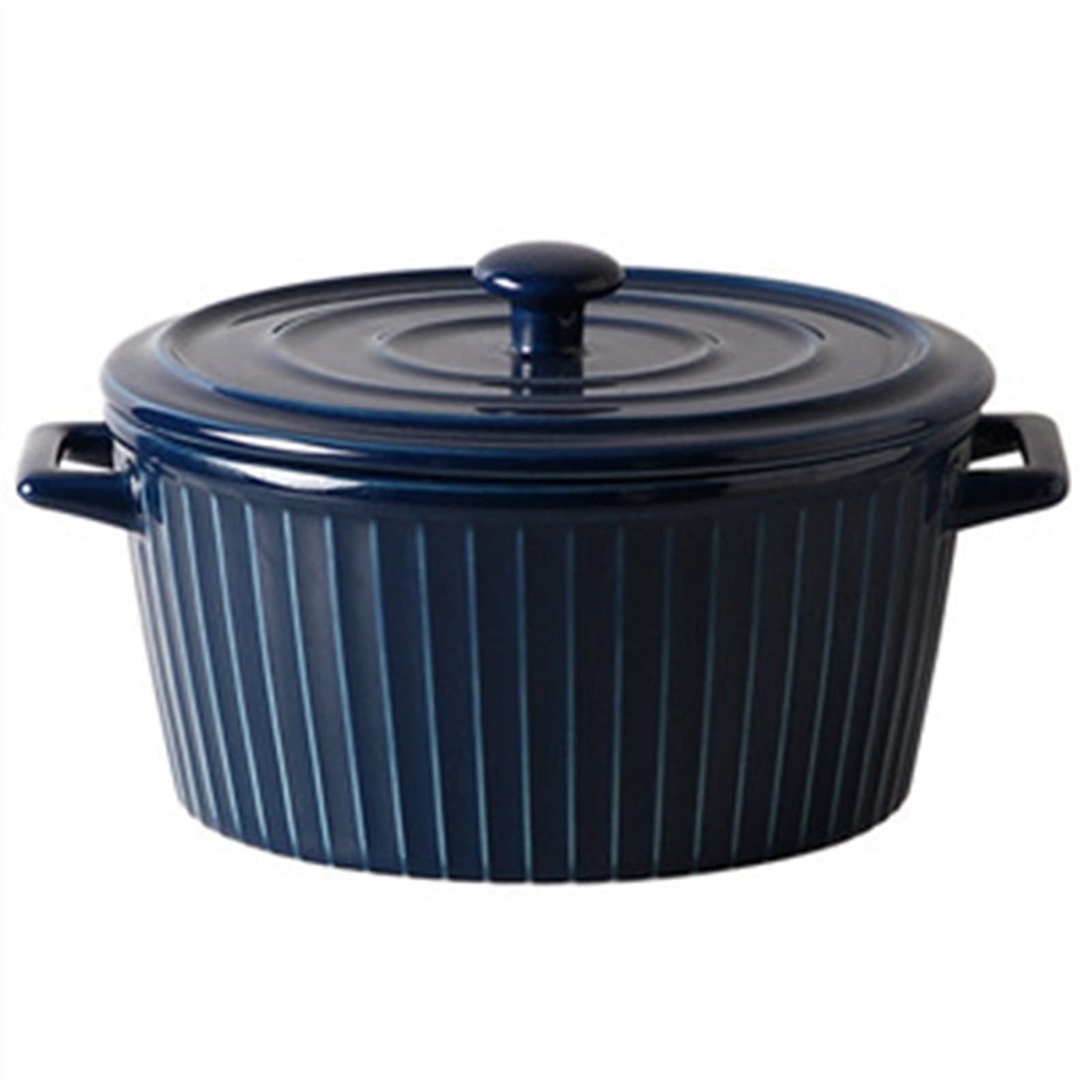 Blue Ceramic Braising Pan with Lid - 1600ml Casserole Dish, Oven Safe Soup Pot for Baking, Stewing & Serving | Perfect for Soups, Stews & Family Dinners