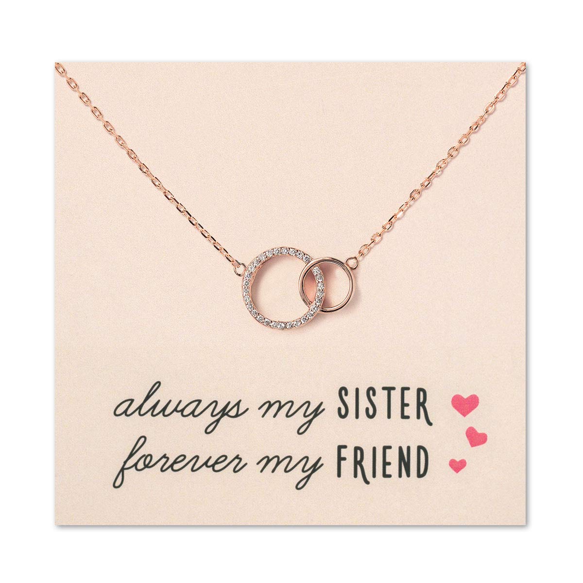 A+O Sister Gift - Interlocking Circle Necklace & Bracelet Set in Gold, Rose Gold, or Sterling Silver - Perfect for Birthday, Anniversary, and Friendship Gifts