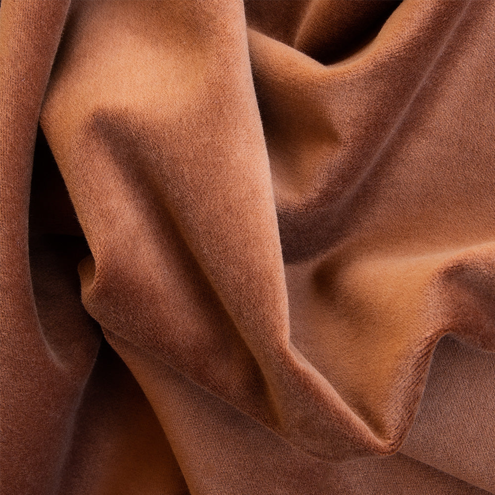 Luxury Mason Velvet Fabric in Cognac Brown - Premium Upholstery Material for Sofas, Chairs & Home Decor