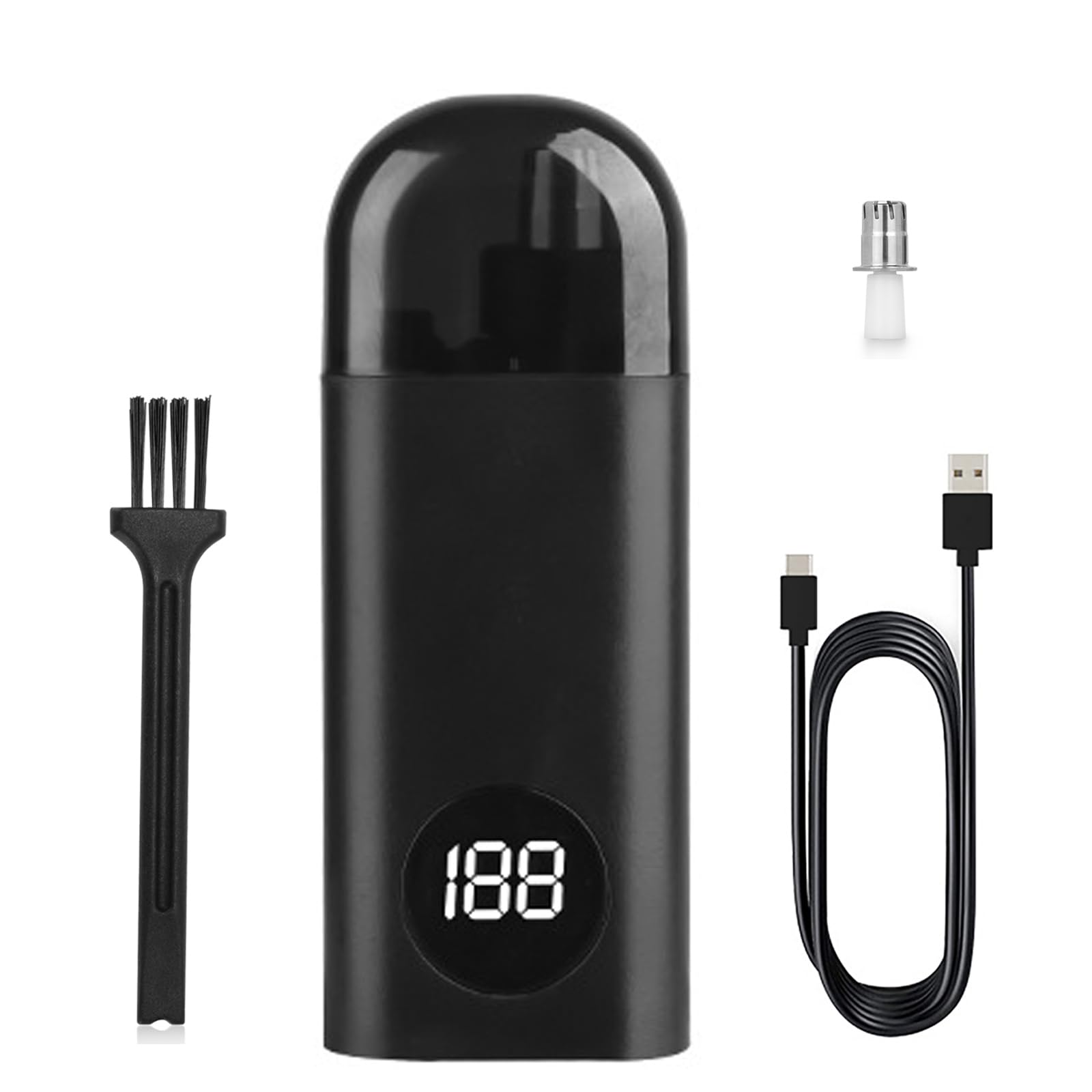 Portable USB-C Rechargeable Nose Hair Trimmer for Men & Women - Waterproof Electric Nose & Ear Trimmer with LCD Display & Dust Cover - Personal Grooming Kit for Travel, Home & Office Use (Blue)