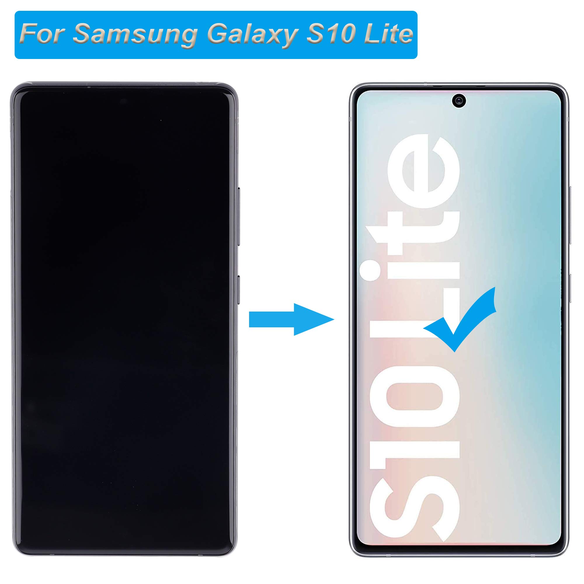 Super AMOLED Display Replacement for Samsung Galaxy S10 Lite SM-G770F/DS 6.7 Inch LCD Touch Screen Assembly with Tools & Frame - Perfect for DIY Phone Repair and Screen Replacement