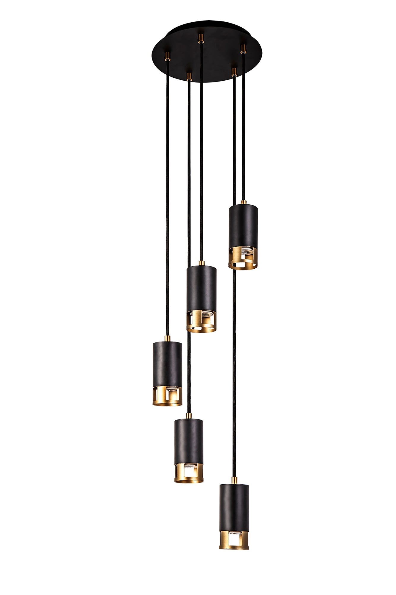 Almera 3L/5L Round Cluster Ceiling Light Fixture with GU10 Socket in Black & Gold Finish - Perfect for Living Room, Bedroom, and Dining Room Lighting
