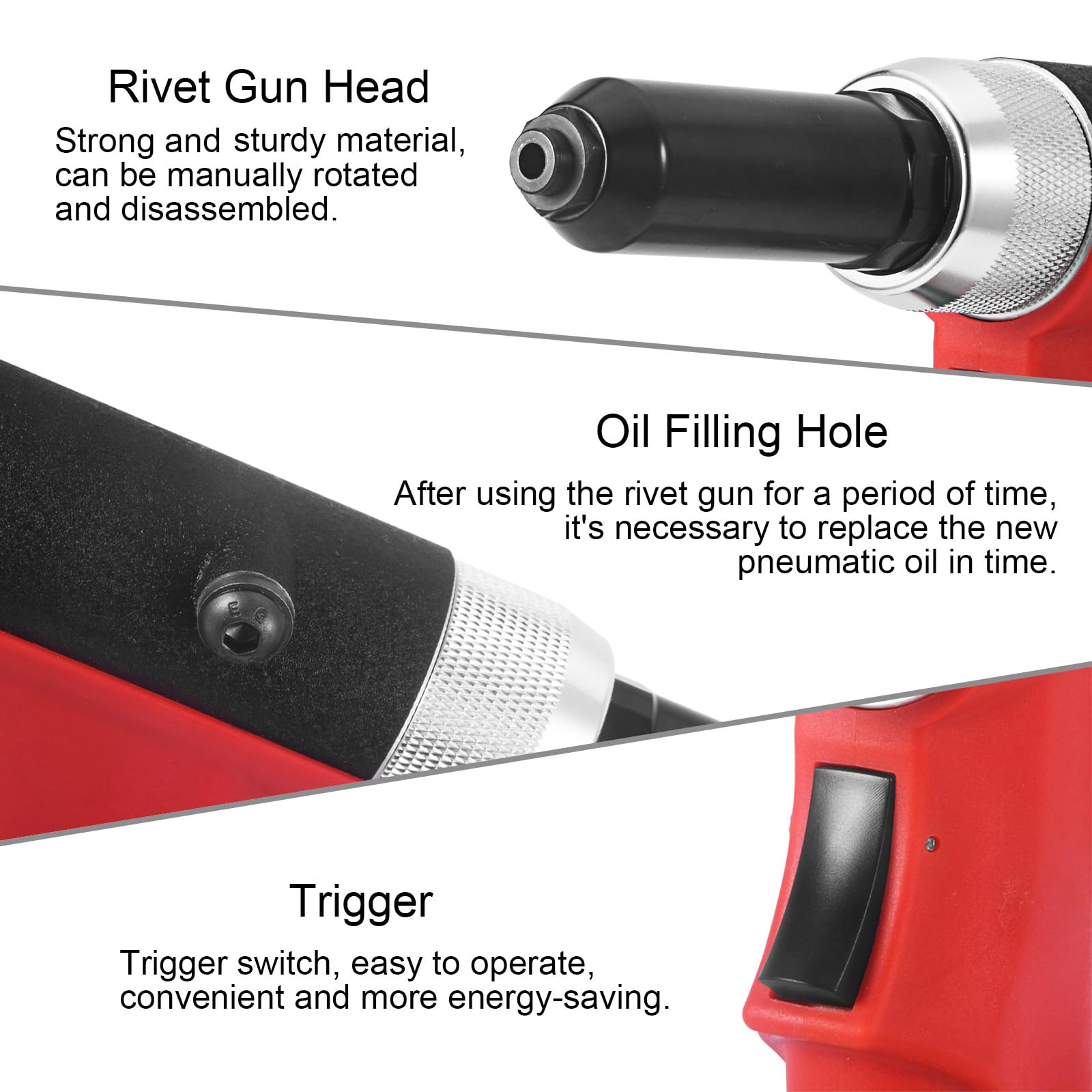 Heavy Duty Air/Hydraulic Rivet Gun - Professional 1/4