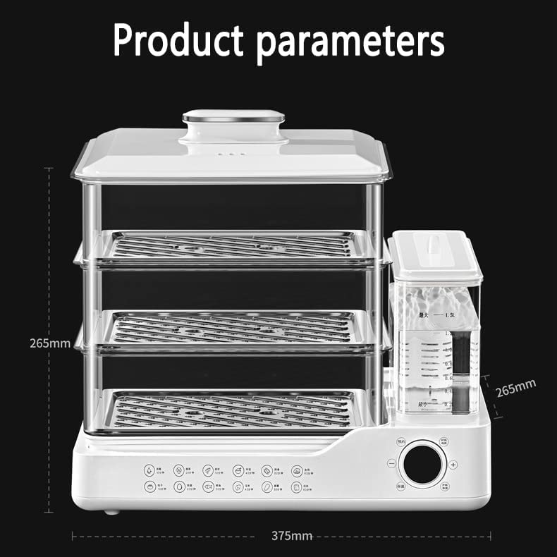 3 Tier Electric Steamer - 24L Large Capacity Food Steamer with Digital Touch Screen, 12-Hour Timer & 1.5L Detachable Water Tank | Compact Space-Saving Design for Healthy Cooking | Perfect for Meal Prep, Dumplings, Vegetables & Family Dinners