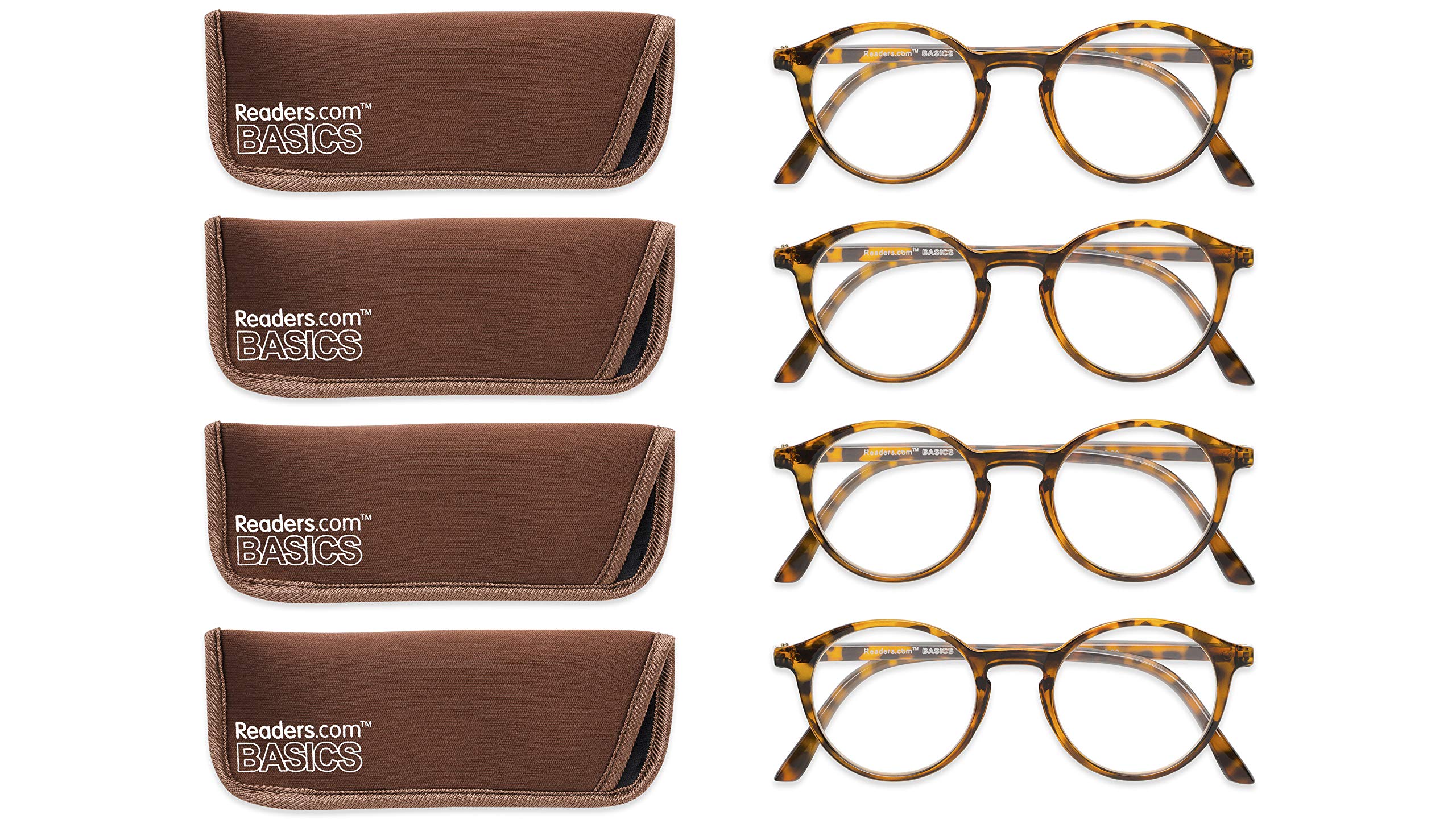 Magnified Reading Glasses 4-Pack - Classic Round Frame Readers for Men & Women | Lightweight & Comfortable for Reading, Crafts, and Close Work