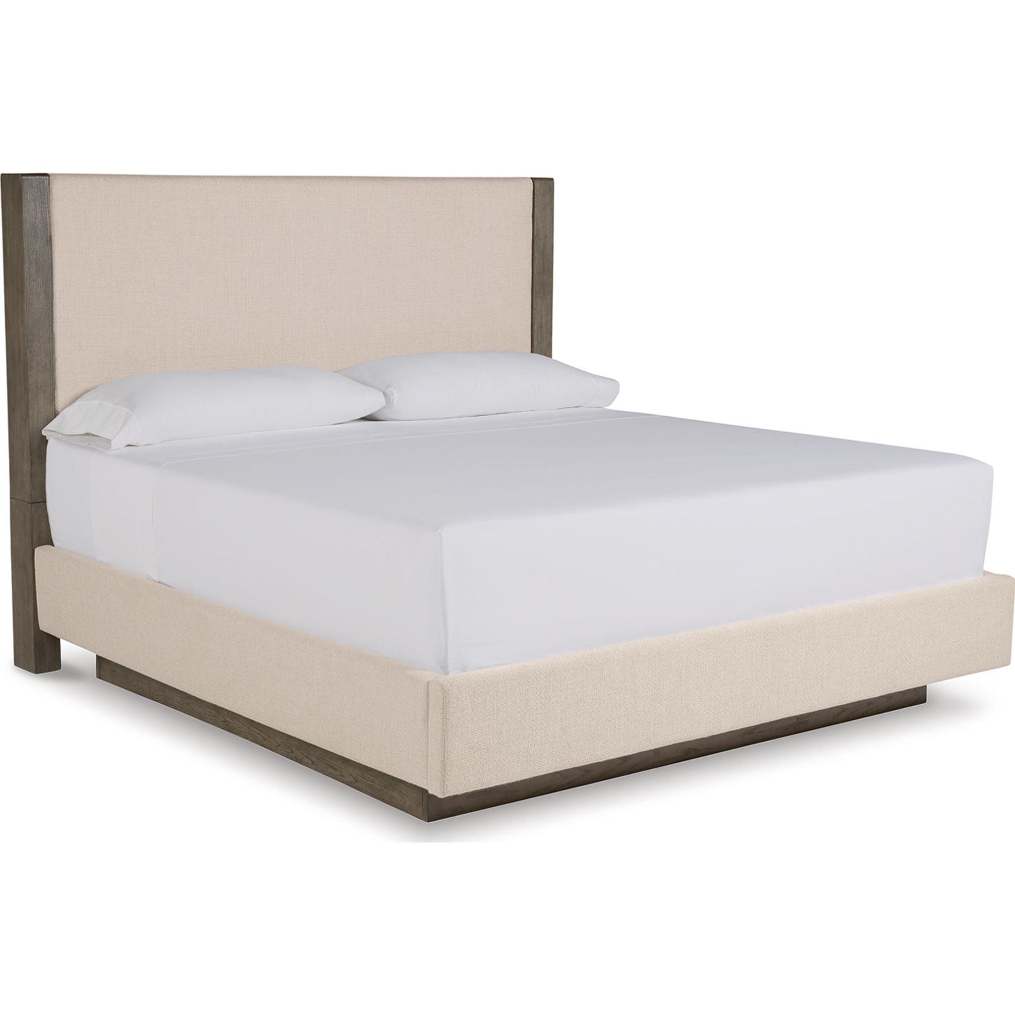Anibecca Upholstered Panel Bed - Queen Size Weathered Gray Fabric Headboard - Modern Bedroom Furniture for Master & Guest Rooms