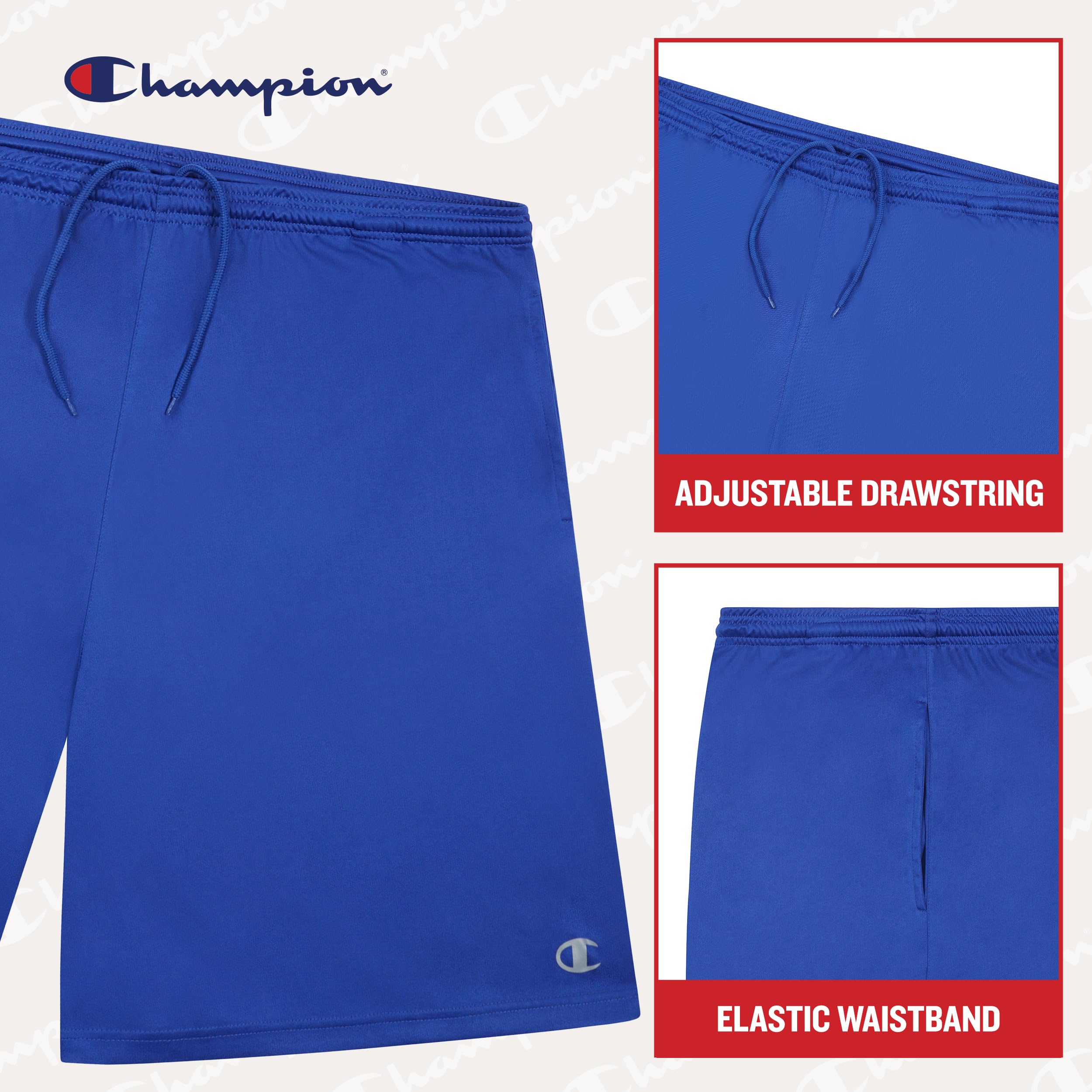 Champion Men's Big & Tall Gym Shorts 2-Pack - Performance Dry Fit Running Shorts for Workout, Training & Casual Wear