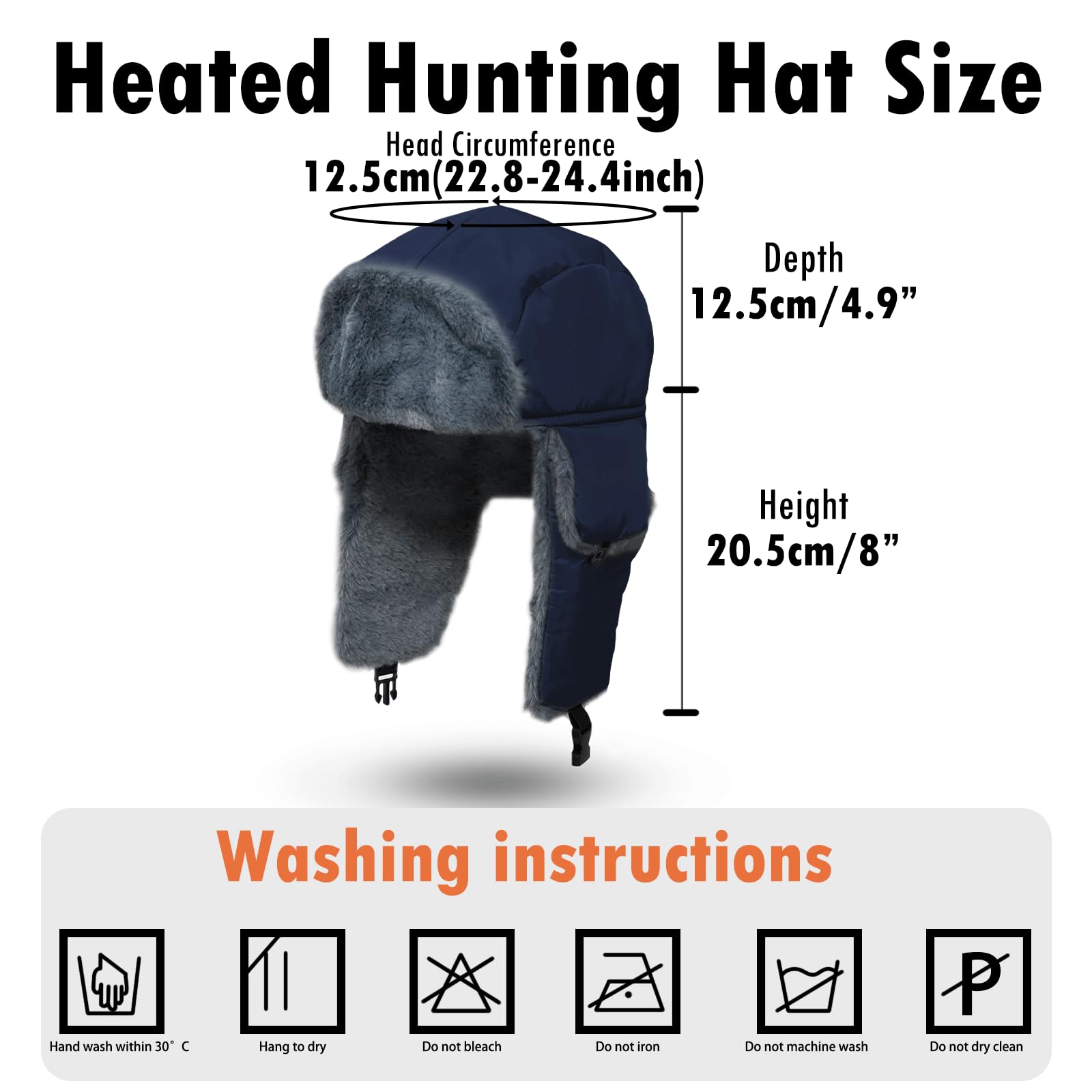 Rechargeable Heated Trapper Hat with 7.4V Battery - Warm Winter Hunting Hat with Faux Fur for Men & Women - Perfect for Outdoor Activities, Skiing, Snowboarding & Cold Weather Adventures