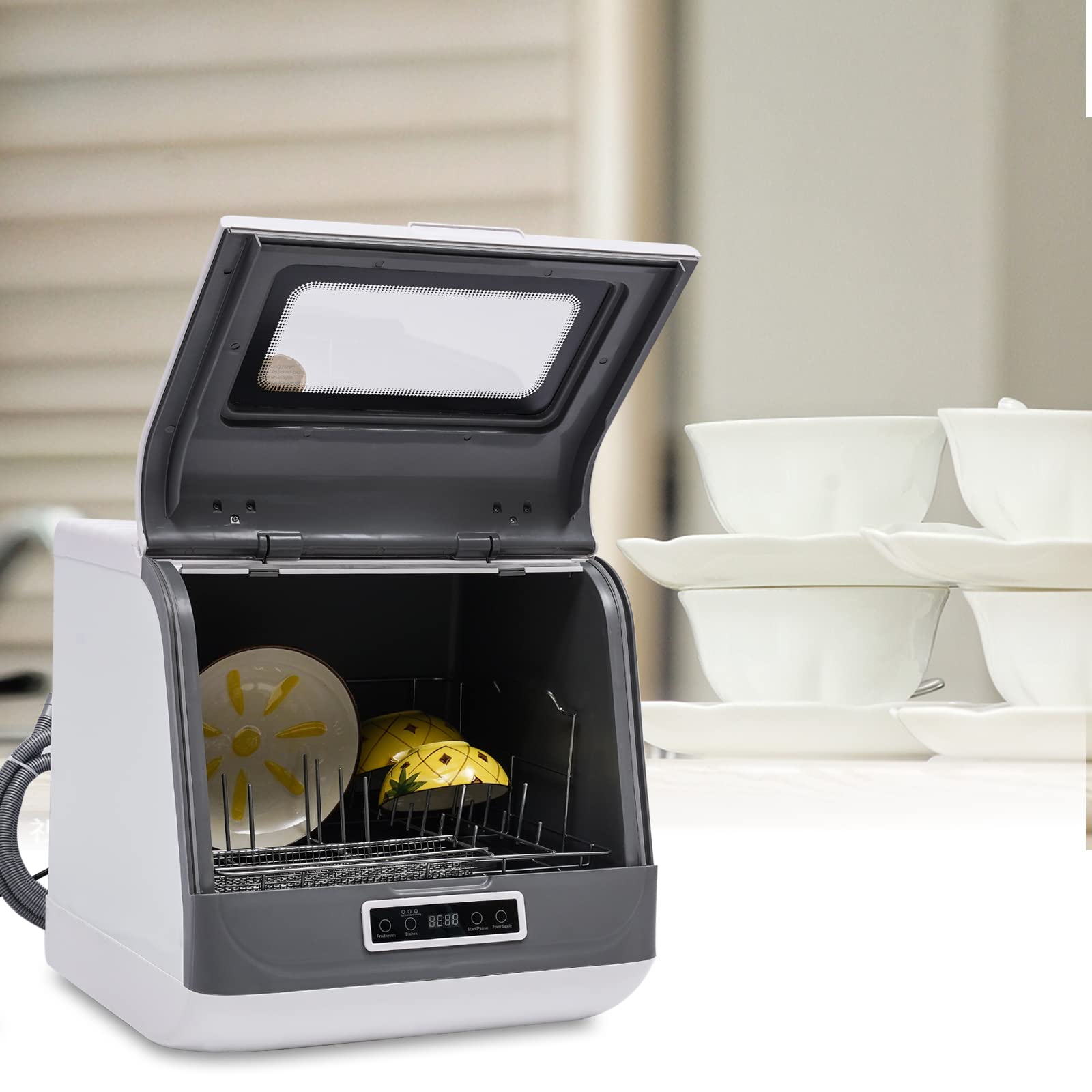 Portable Countertop Dishwasher - Compact Mini Dishwasher with 3 Wash Programs, Large Capacity for Apartments, Offices, RVs & Small Kitchens | Includes User Manual | Perfect for Studio Living, Camping & Small Spaces