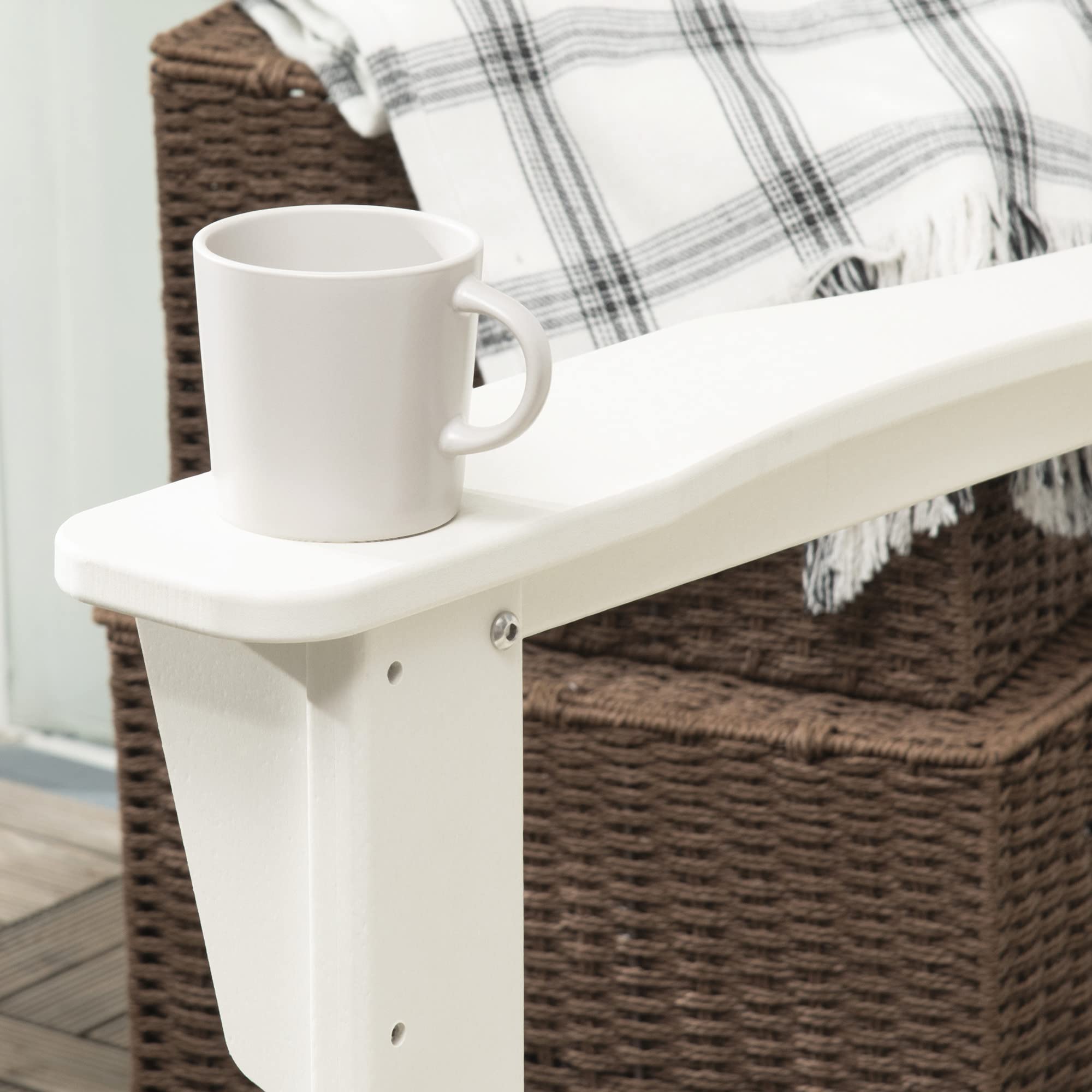 Outsunny White All-Weather HDPE Adirondack Rocking Chair - Durable Porch Rocker for Patio, Garden, Lawn & Backyard - Perfect for Relaxing by the Fire Pit or Outdoor Lounging