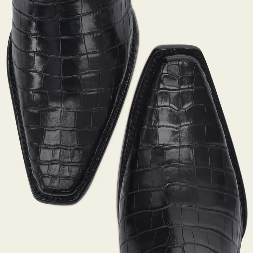 1B2RAL Men's Black Western Cowboy Alligator Leather Boots - Durable & Stylish for Rodeo, Country Music Festivals & Outdoor Adventures