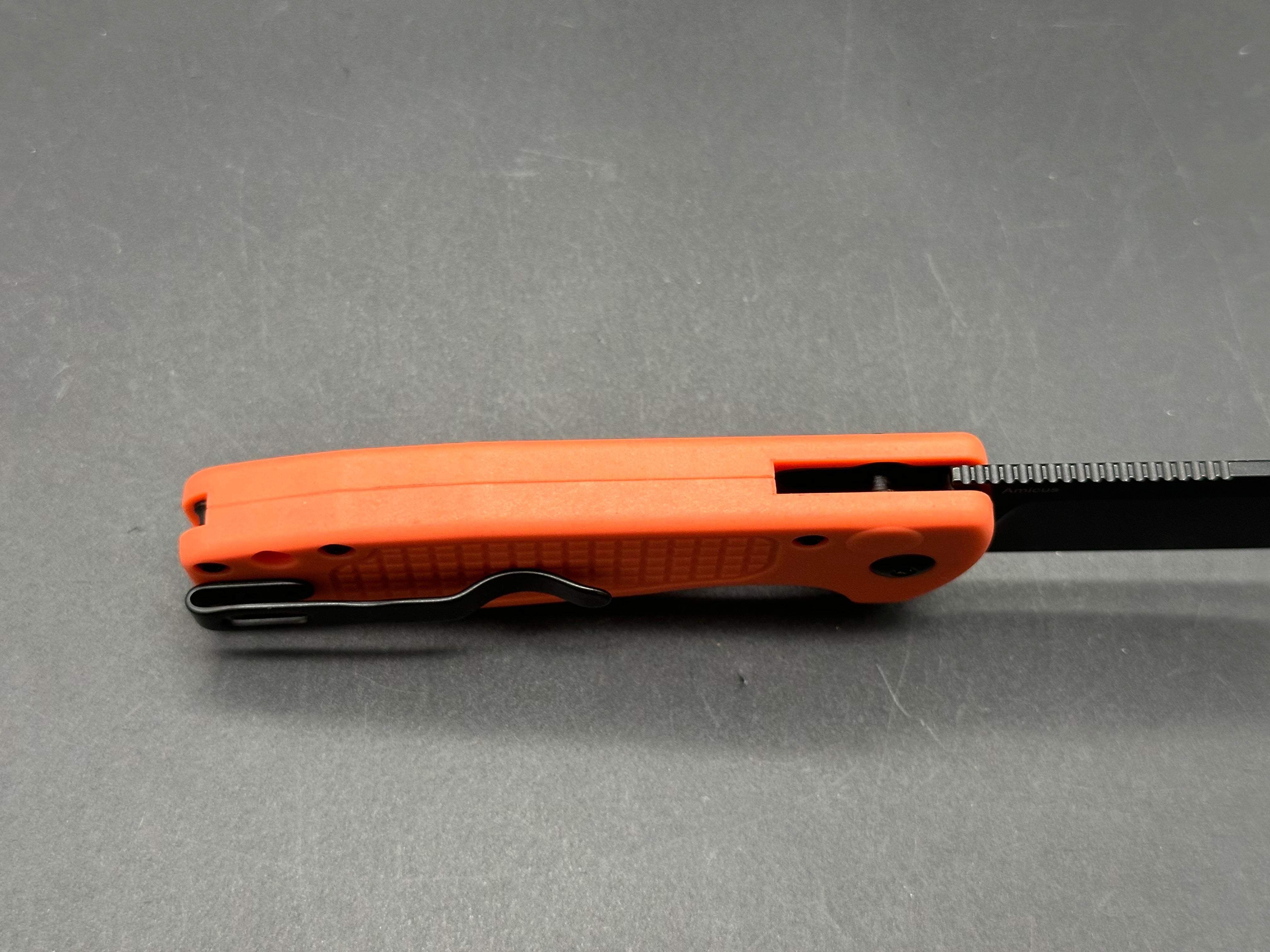 Kizer Amicus Folding Knife - Nitro V Blade, Button Lock, Orange FRN Handle, L3002M2 (2.95