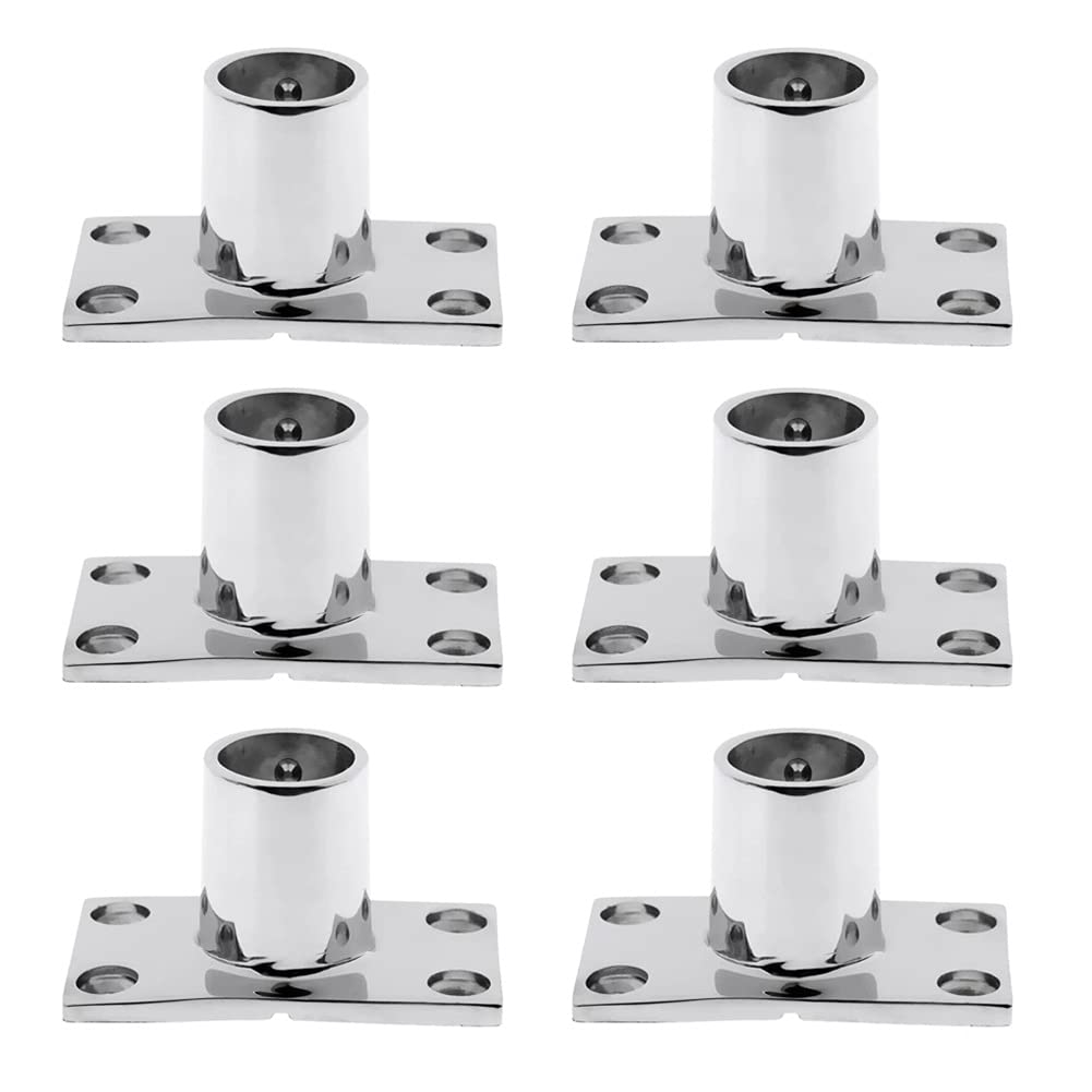 316 Stainless Steel 90 Degree Boat Deck Handrail Fitting - Pack of 6 Rectangular Base Hinges for 1 Inch Tube Pipes | Marine, RV, and Outdoor Door Accessories | Corrosion-Resistant & Durable Hardware