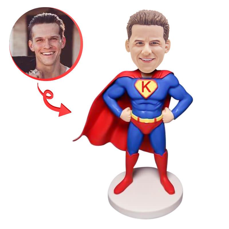 Custom Superhero Bobblehead - Personalized Male Premium Figure Collectible for Gifts, Office Decor & Superhero Fans - Unique Birthday, Anniversary Present for Men