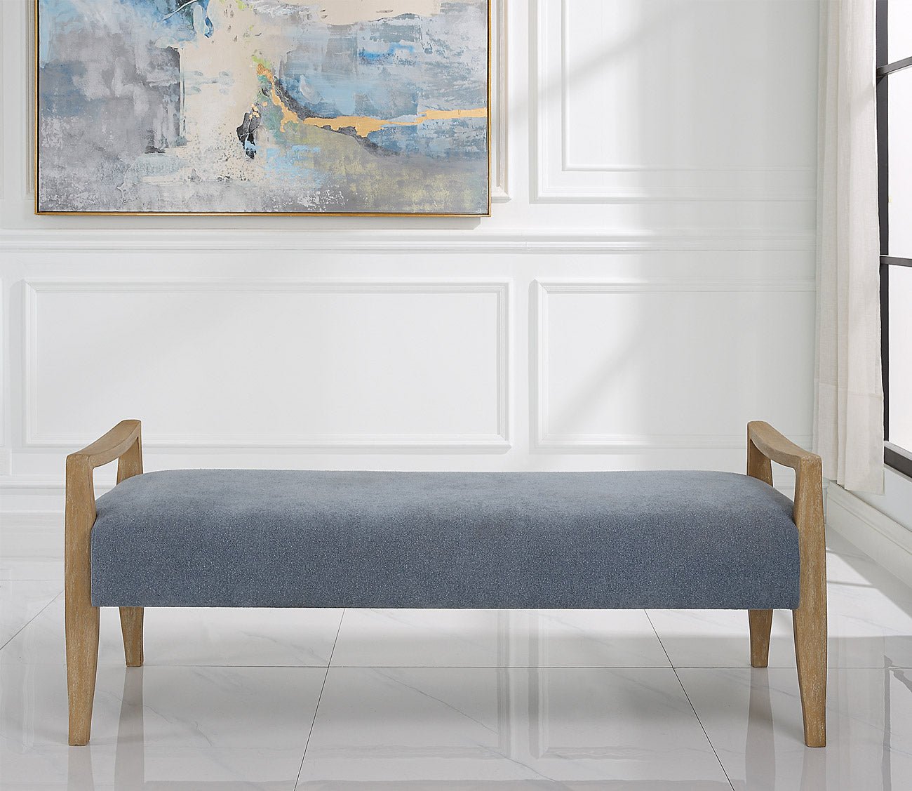 Daylight Sky Blue Outdoor Bench - Durable Weather-Resistant Patio Furniture for Garden, Backyard & Deck - Perfect for Relaxing & Entertaining