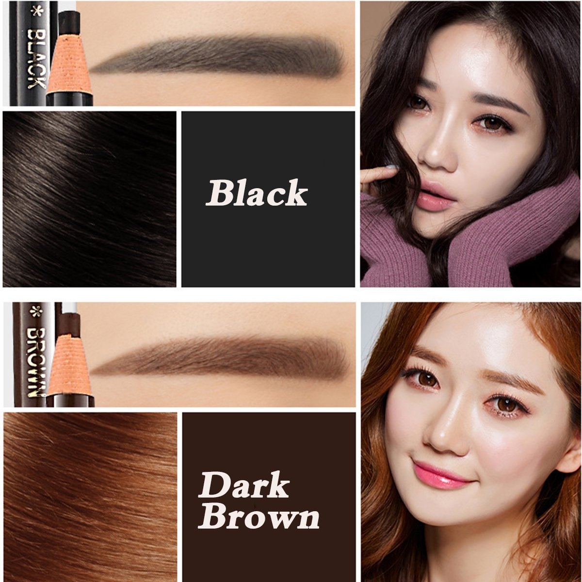 5pcs 5 Colors Peel-Off Eyebrow Pencil Set - Waterproof Eyebrow Makeup Kit with Spoolie Brush for Natural Looking Brows - Perfect for Daily Use, Salon & Professional Makeup Artists