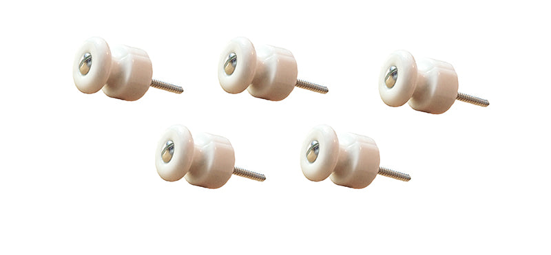 5-Pack Porcelain/Chrome Isolator Knobs - Durable Electrical Insulators for DIY Projects & Home Appliances