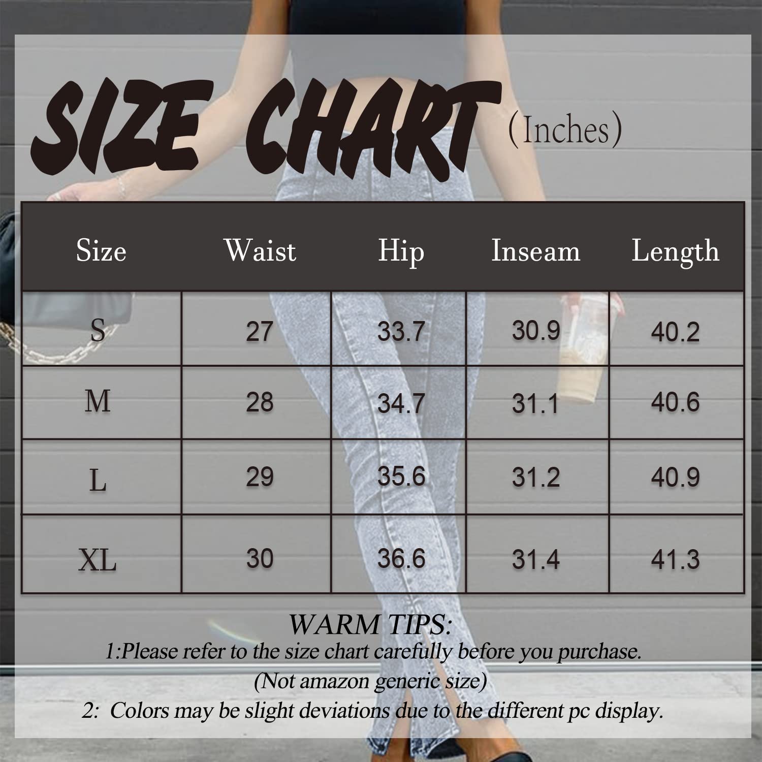 Raisecom Women's High Waist Stretch Jeans - Elastic Skinny Jeans for Curvy Women with Slit Hem | Perfect for Casual Wear, Office & Night Out