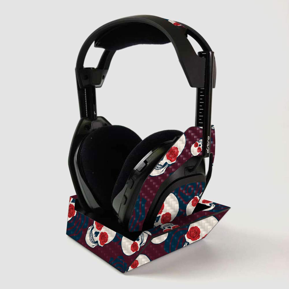 Premium Carbon Fiber Skin for ASTRO Gaming A50 Wireless Headphones & Base Station - Skulls N Roses Design | Protective Durable Cover with Textured Finish | Easy to Apply | Made in USA | Perfect for Gaming Setups & Headphone Protection