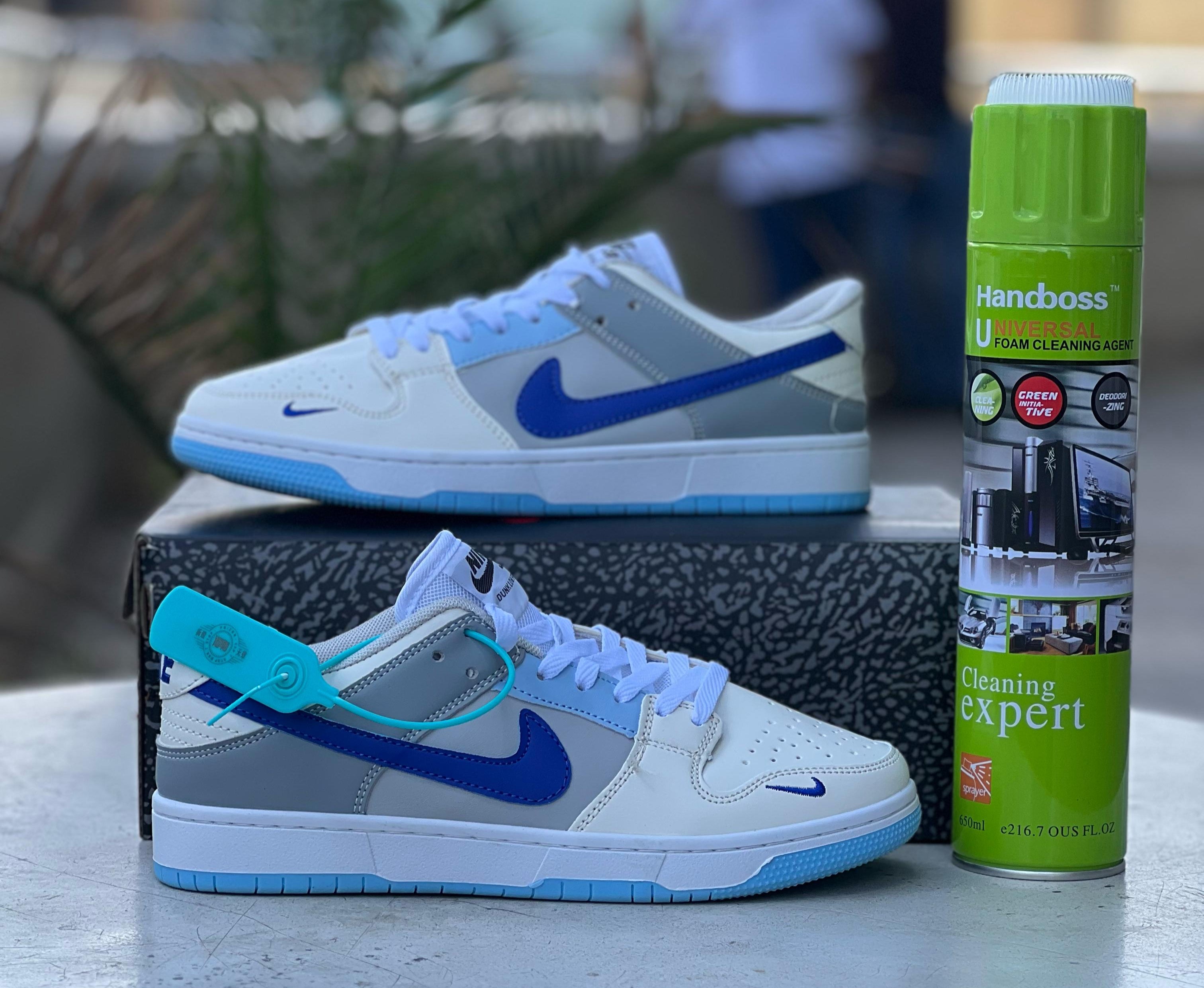 Nike Dunk Low Sneakers - White, Grey & Royal Blue Men's/Women's Casual Shoes for Running, Walking & Street Style Fashion