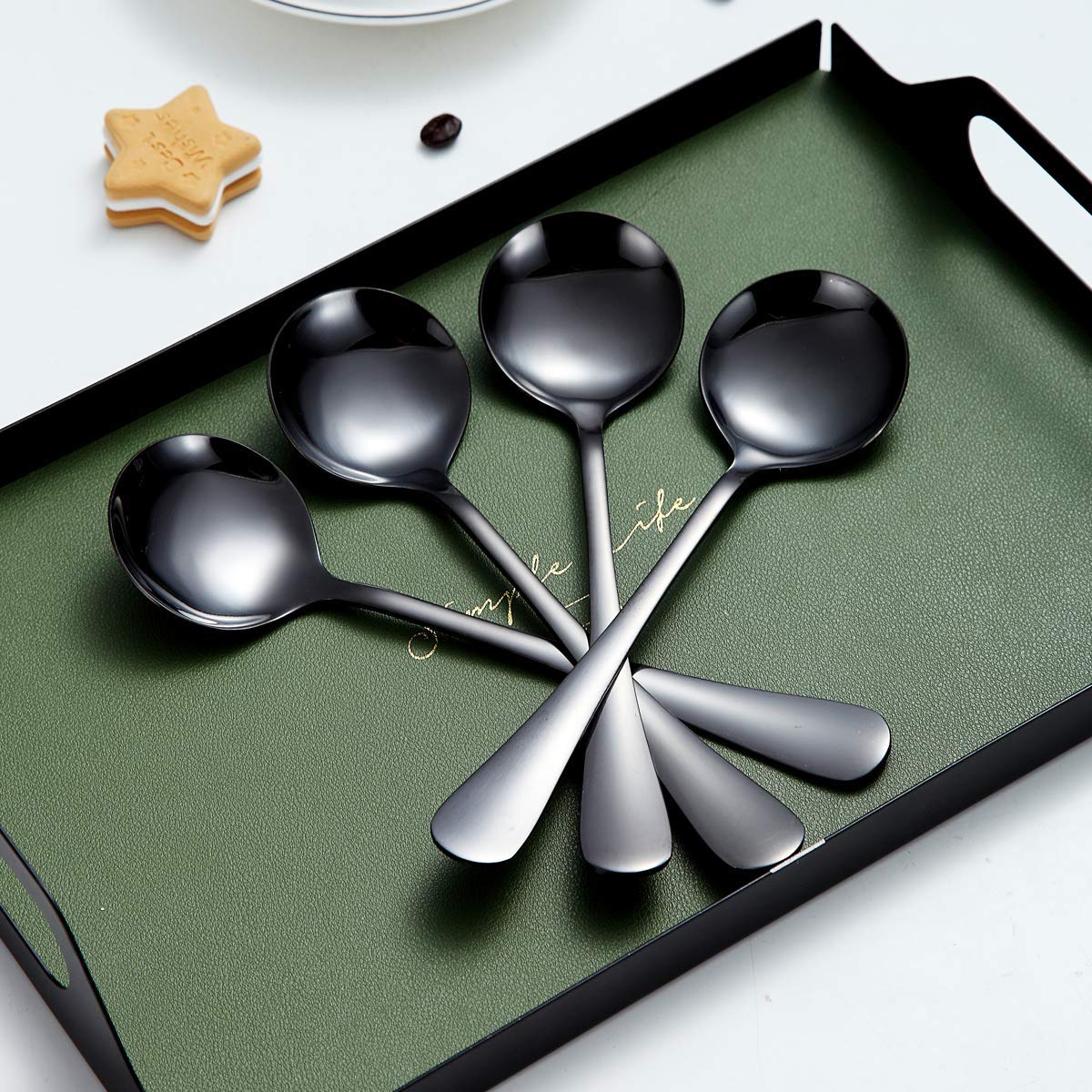 12-Pack Black Soup Spoons - Berglander 7.5
